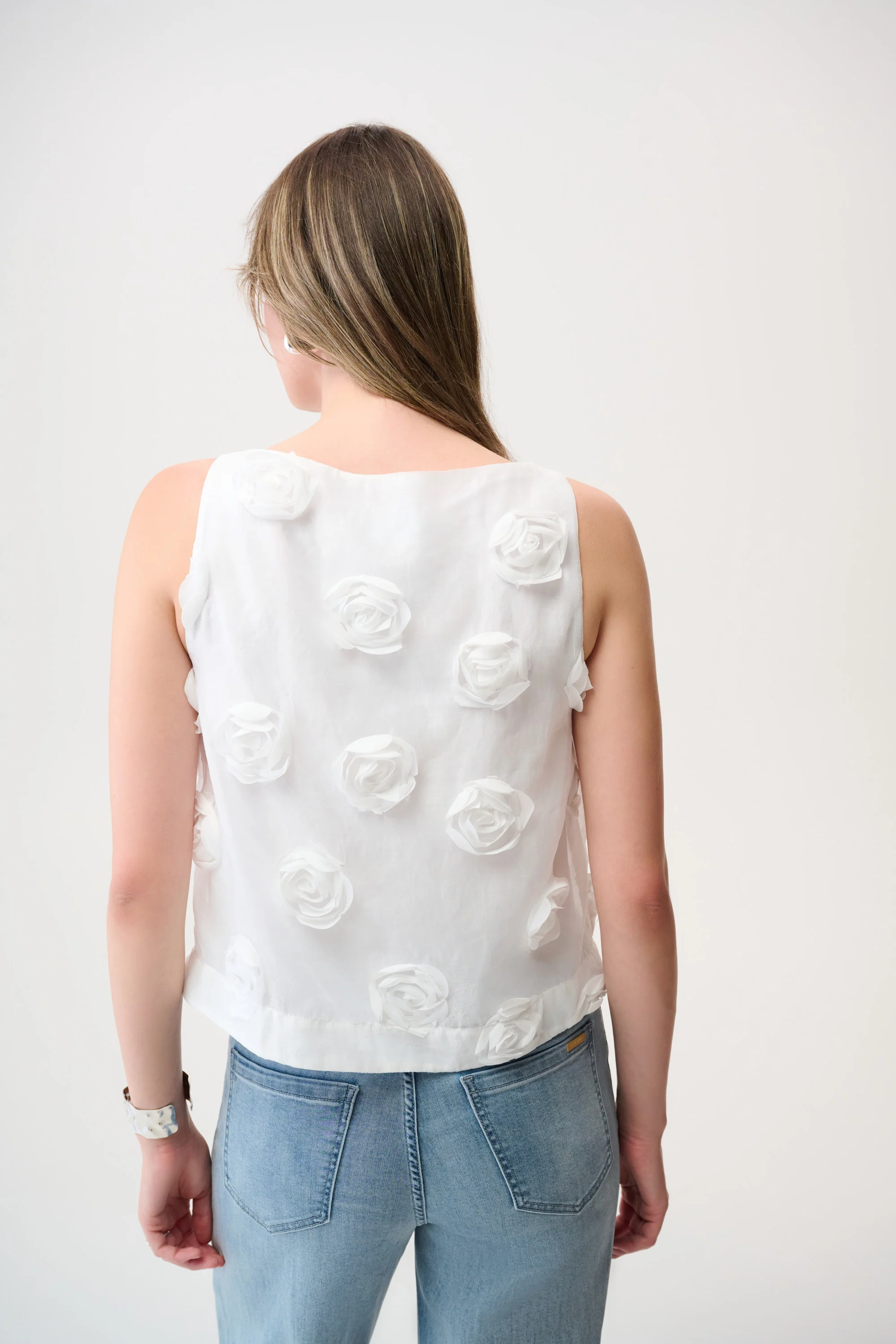 Joseph Ribkoff Sleeveless Top With 3D Floral Embroidery Style 261220 - Image 4