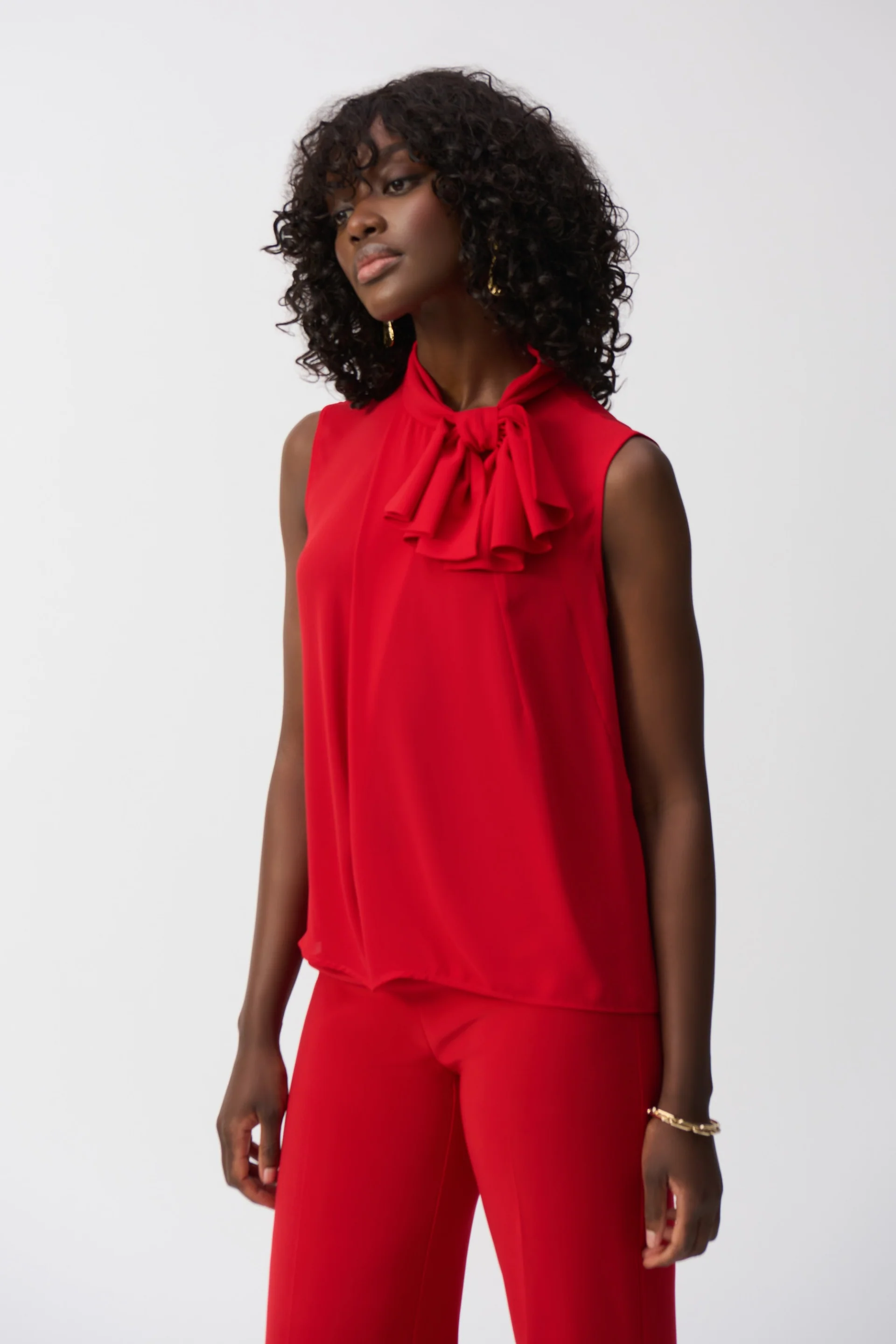 Joseph Ribkoff Sleeveless Top With Bow Collar Style 251115 - Image 4