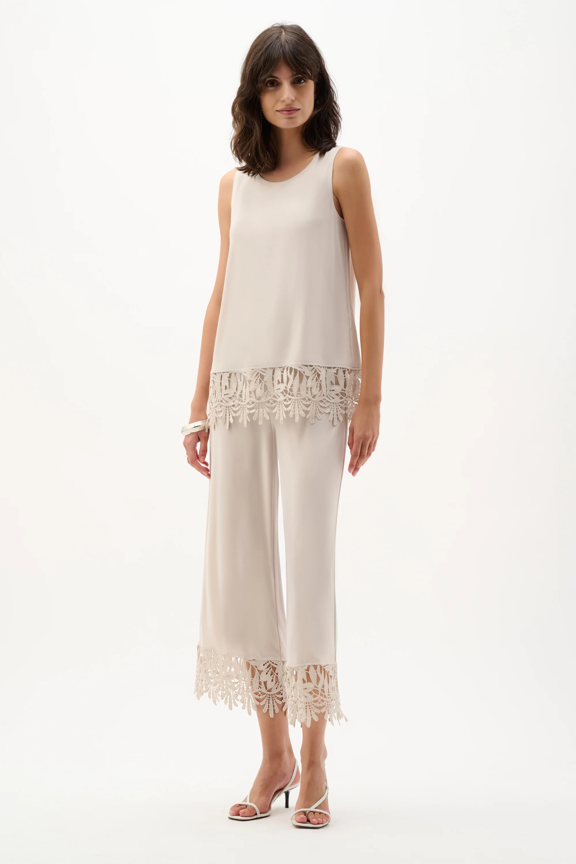 Joseph Ribkoff Sleeveless Top With Guipure Lace Hem Style 262094 - Image 2