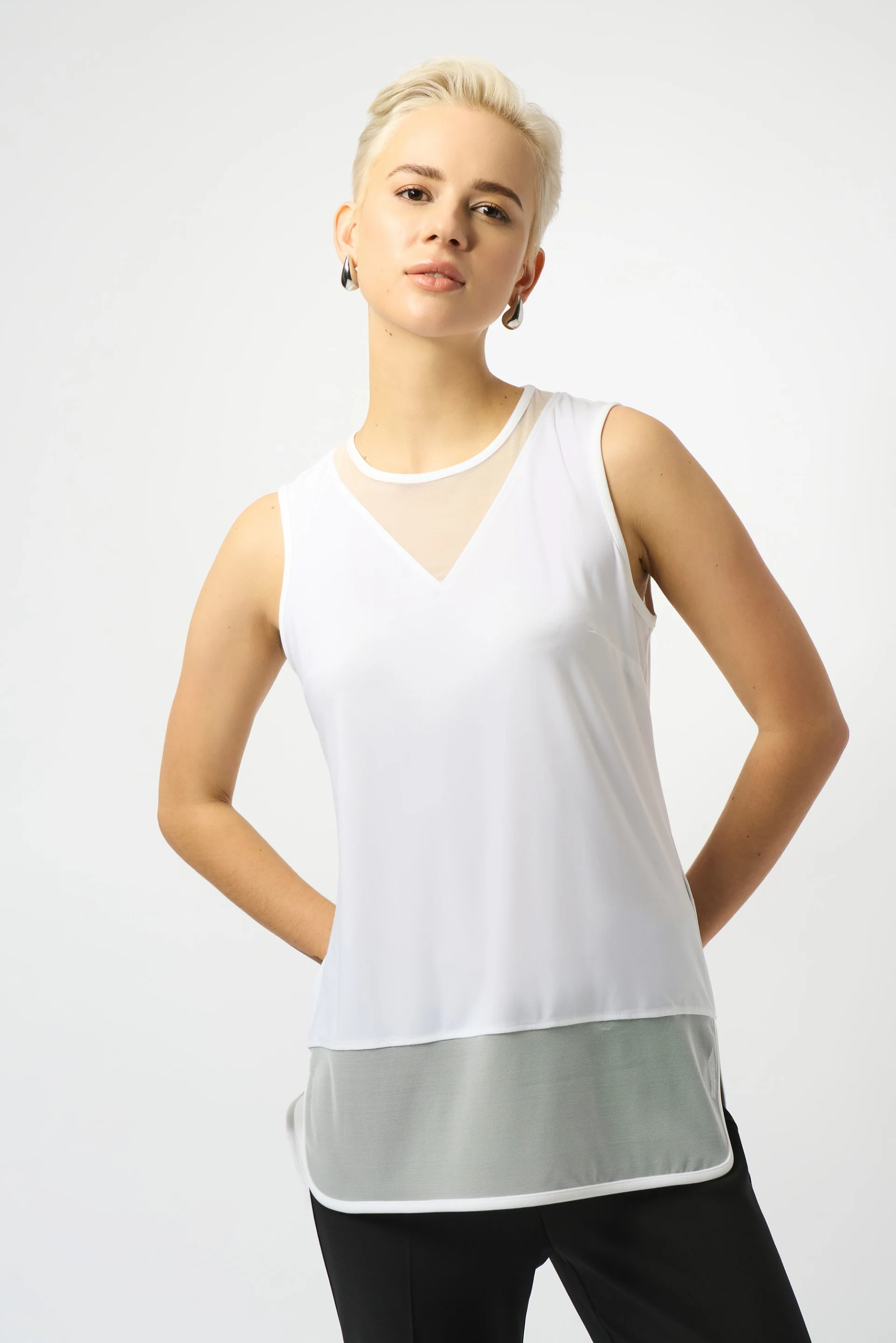 Joseph Ribkoff Sleeveless Top with Mesh Style 251091 - Image 8