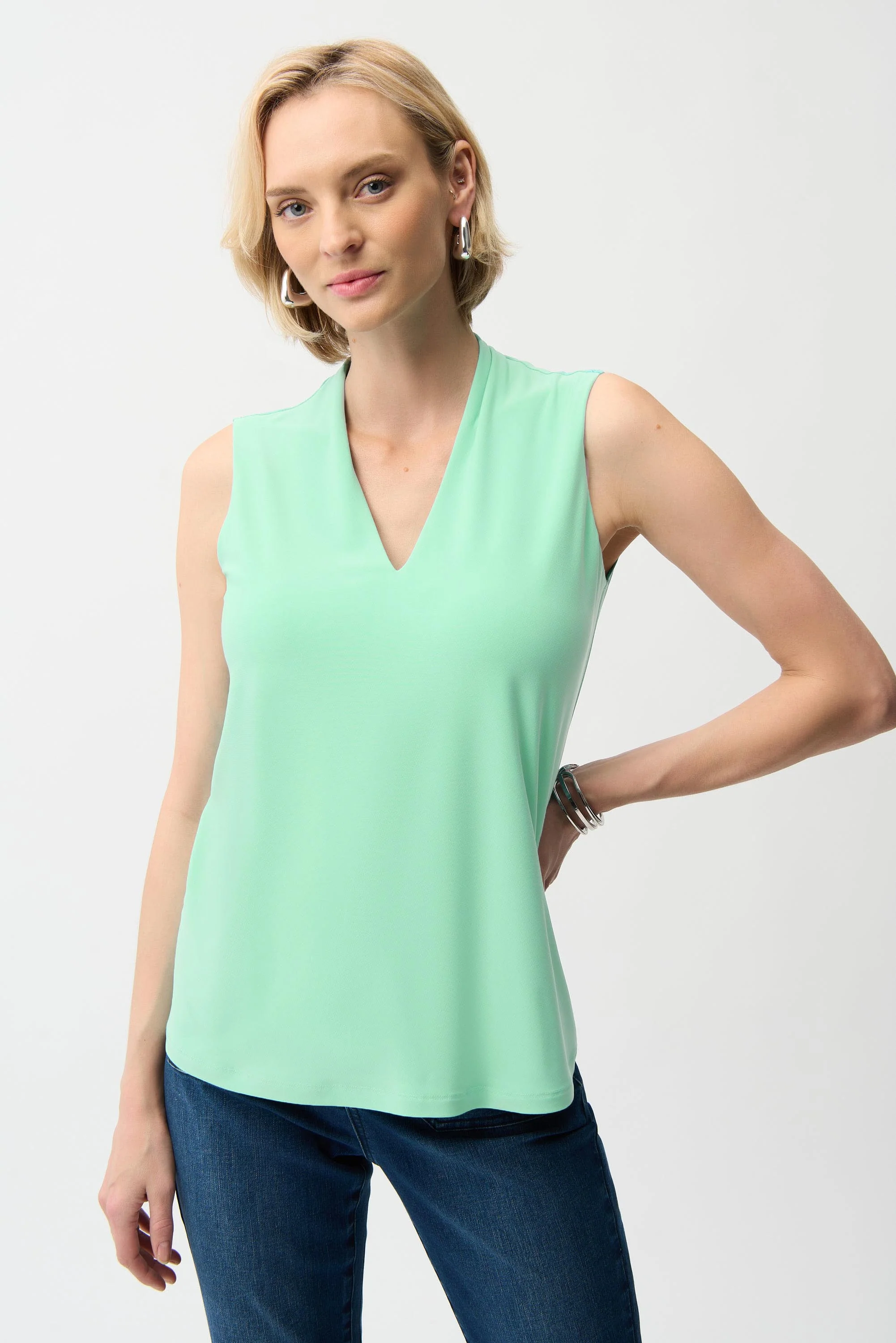 Joseph Ribkoff Sleeveless Trapeze Top With V-neckline Style 261229 - Image 7