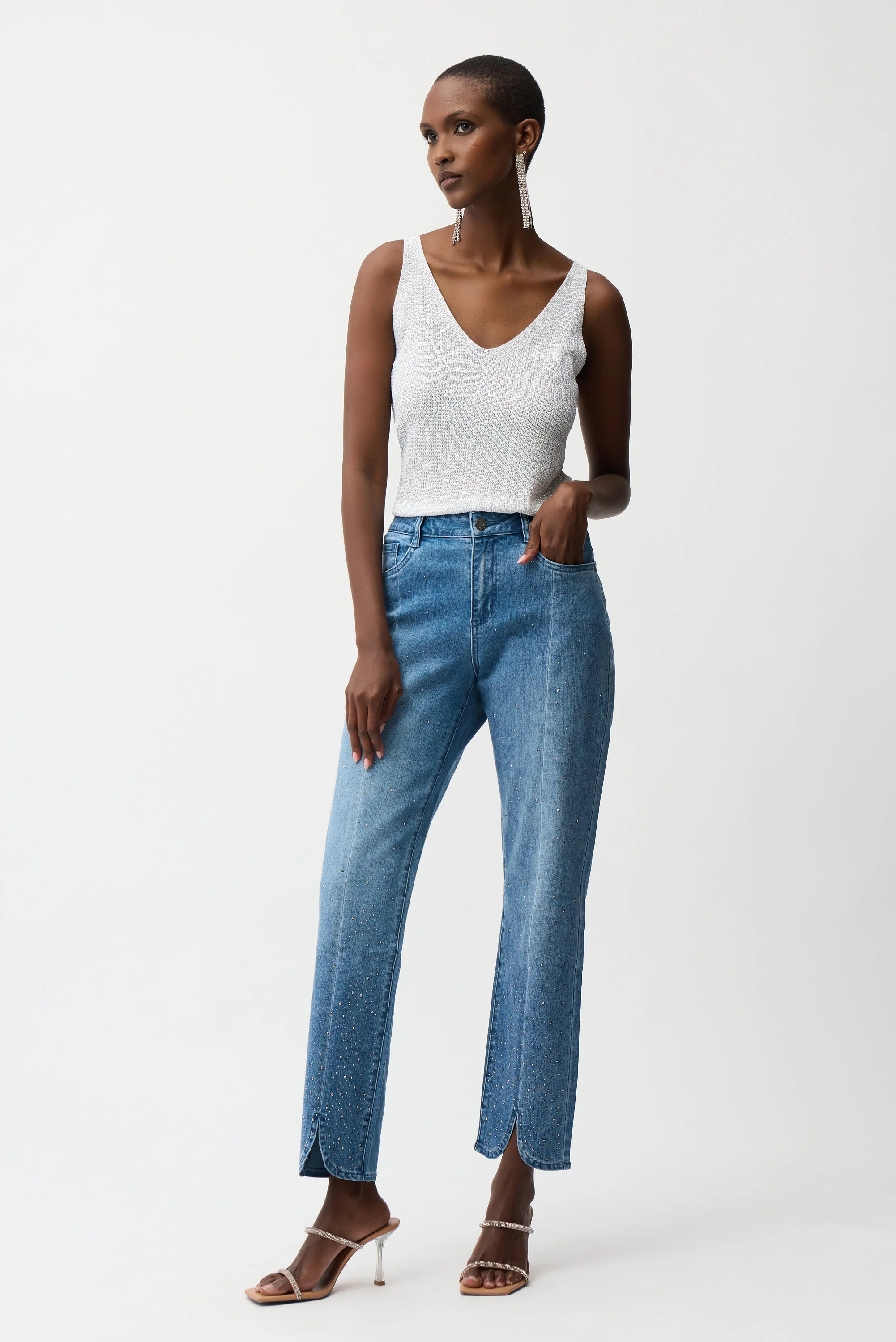 Joseph Ribkoff Slim Leg Jeans With Rhinestone Detail Style 261954 - Image 2