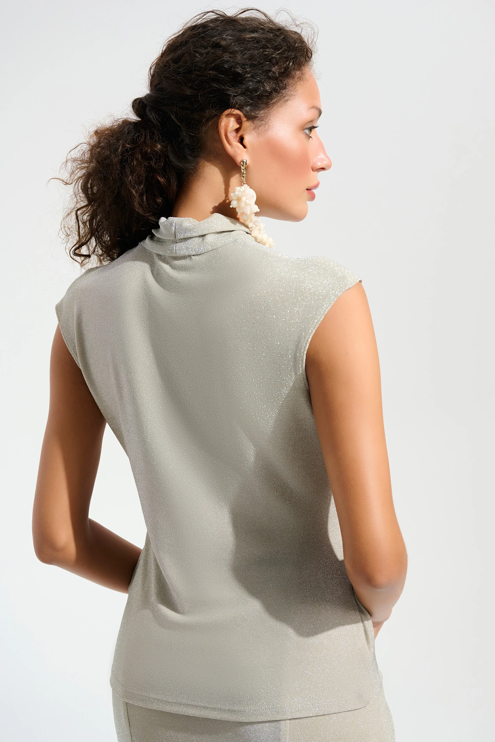 Joseph Ribkoff Sparkle Knit Wrap Top With Rhinestones Ornament Style 261758 - Image 4