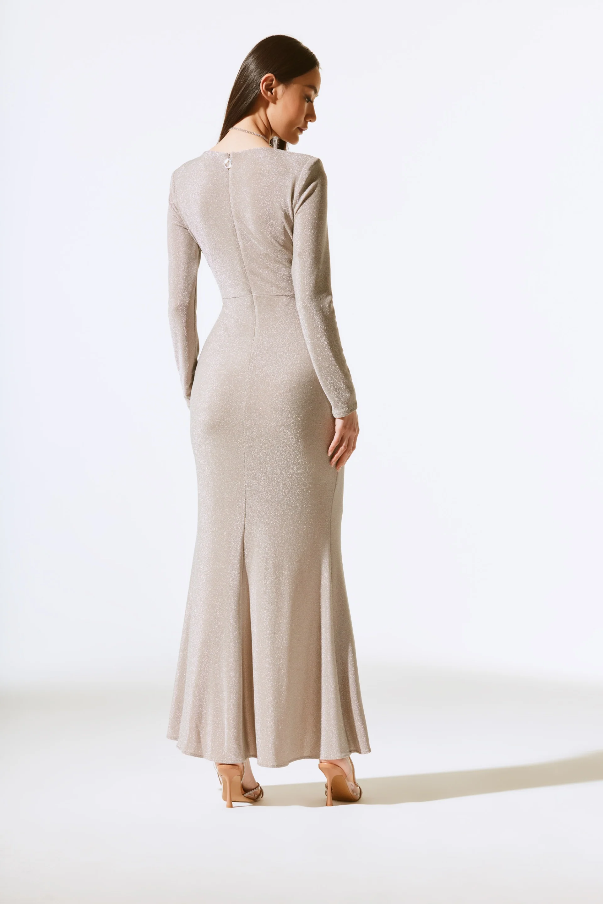 Joseph Ribkoff Sparkle Long Sleeve Wrap Gown Style 243793 - Image 4