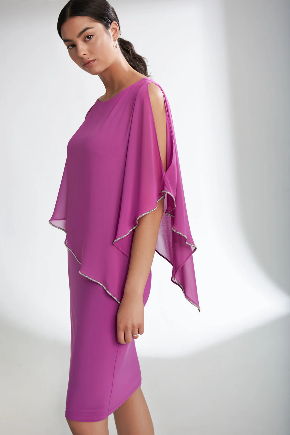 Joseph Ribkoff Sparkling Grape Layered Dress Style 221062 - Image 2