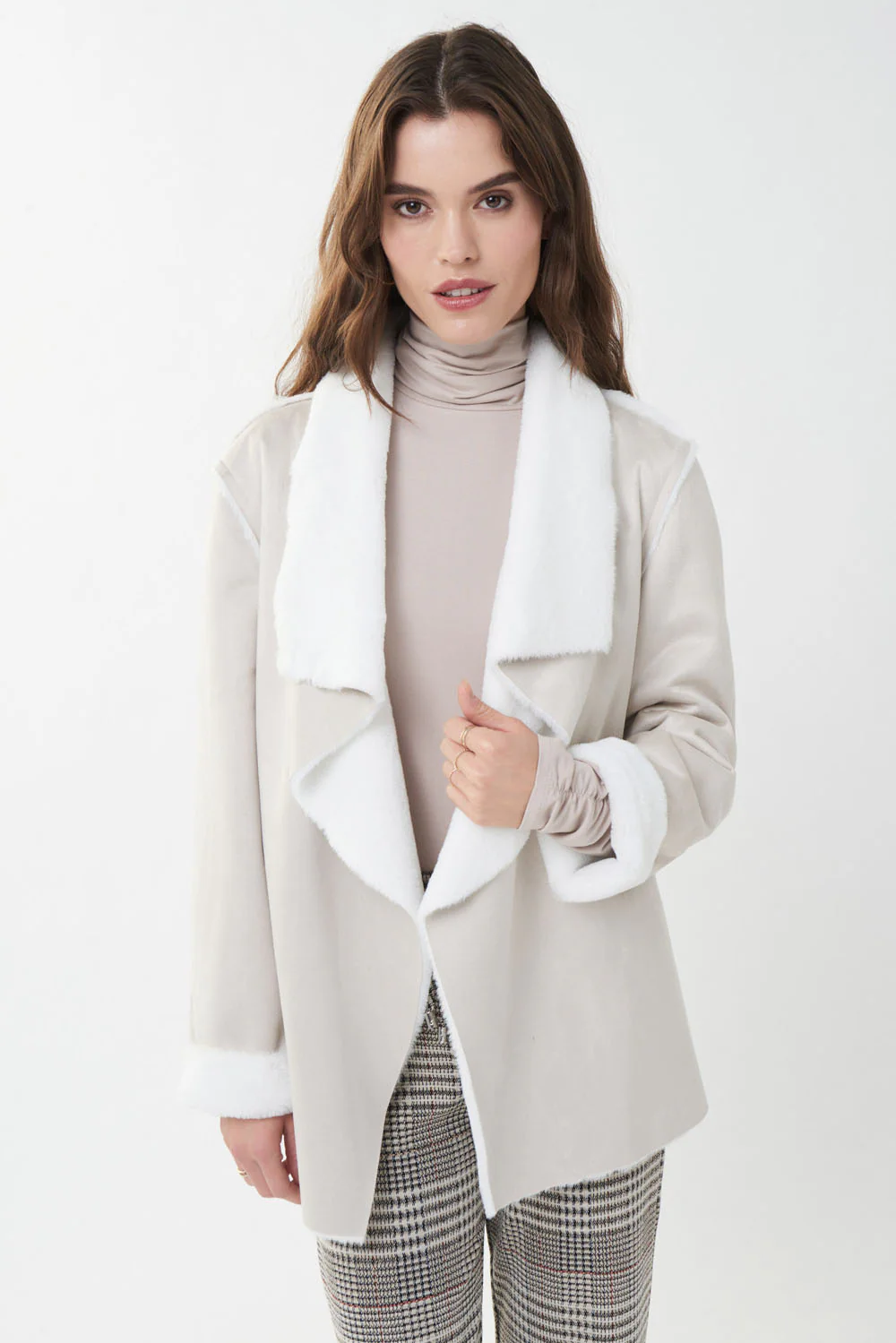 Joseph Ribkoff Stone/Vanilla Coat Style 223972 - Image 2