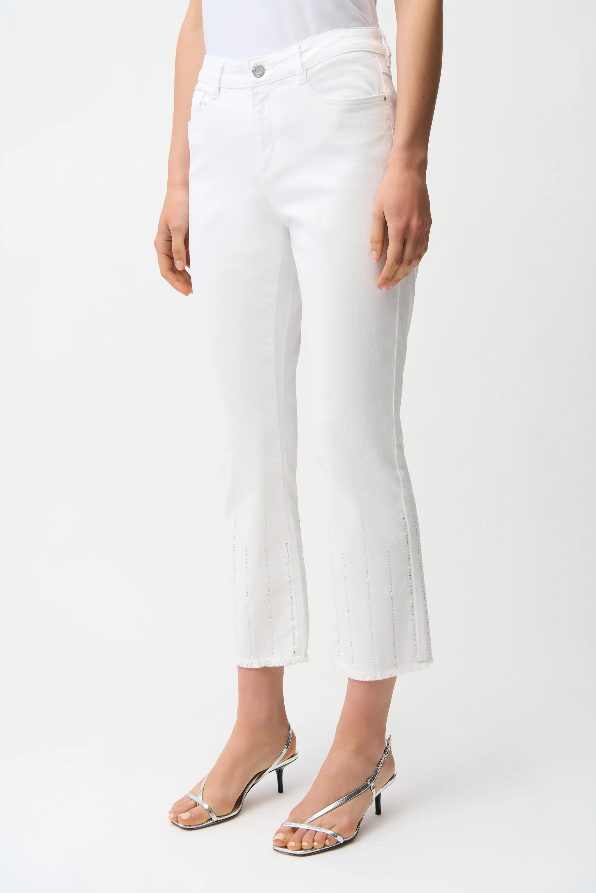 Joseph Ribkoff Straight Crop Jeans With Rhinestones Style 261974