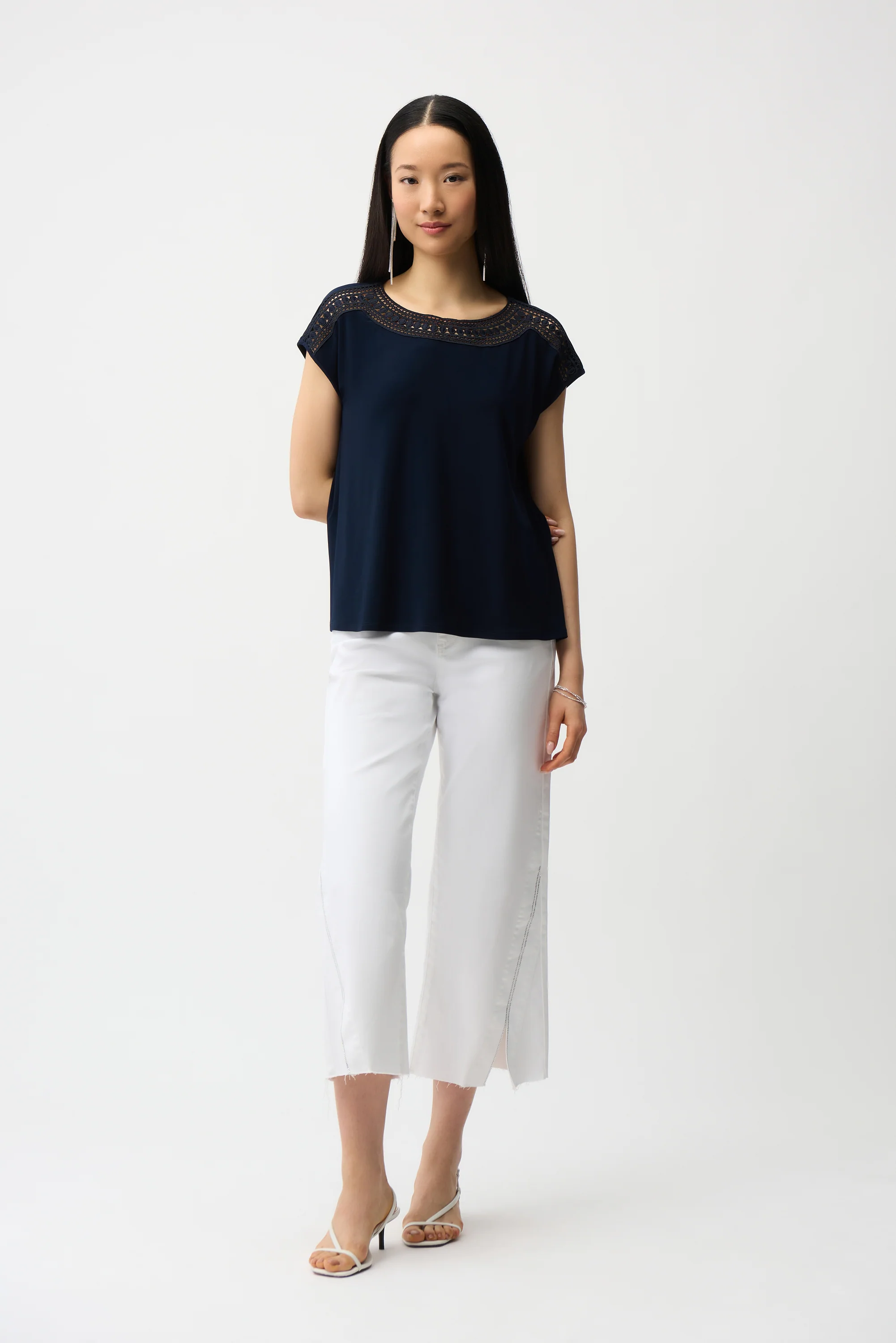 Joseph Ribkoff Straight Top With Guipure At Neckline Style 261200 - Image 5