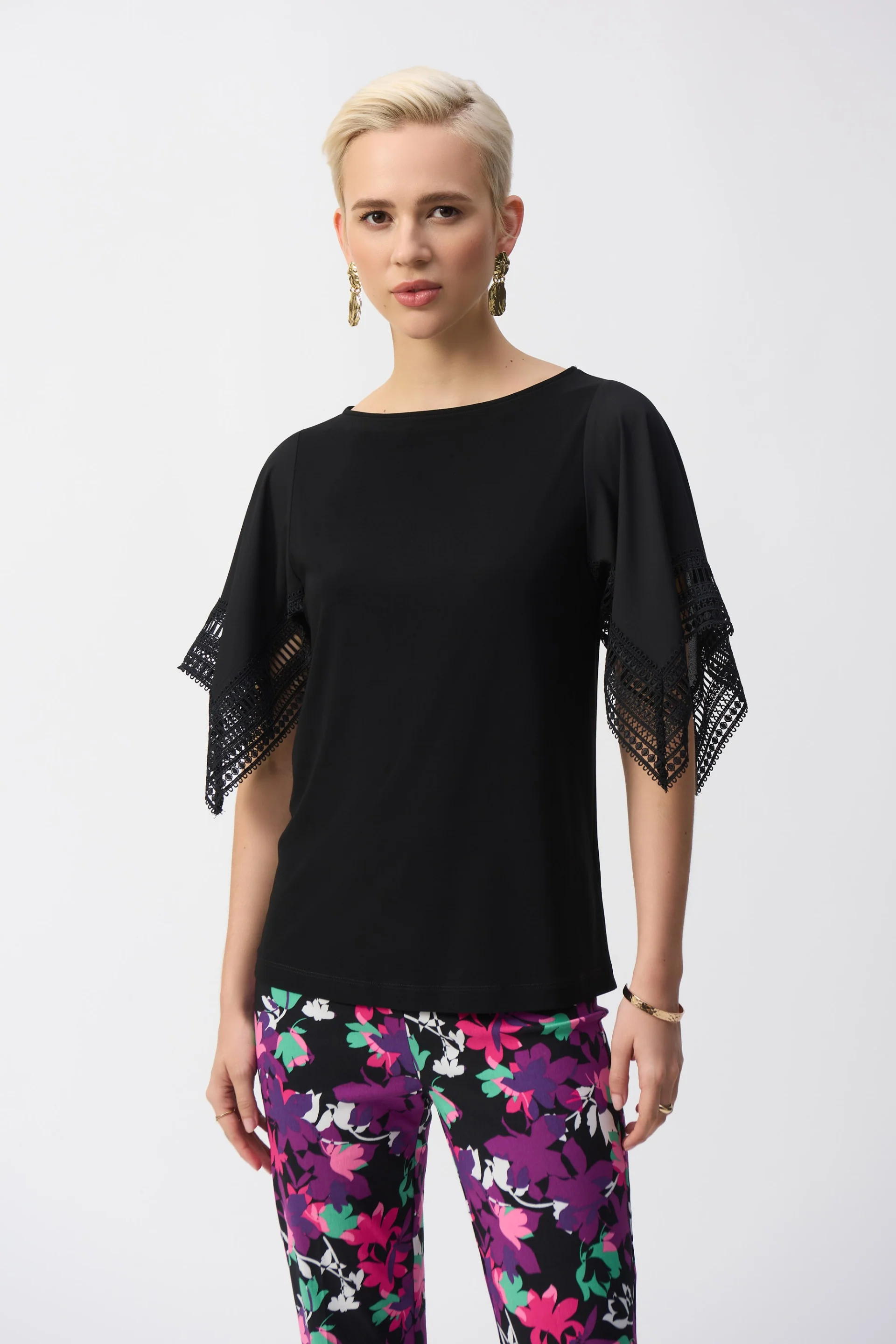 Joseph Ribkoff Straight Top With Lace Style 251117 - Image 4