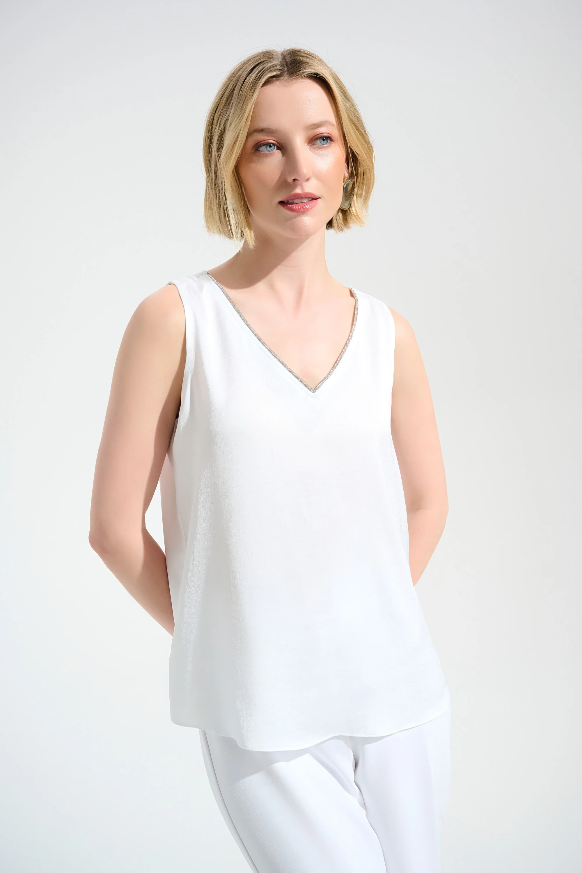 Joseph Ribkoff Straight Top With Rhinestones Trim Style 261782 - Image 4