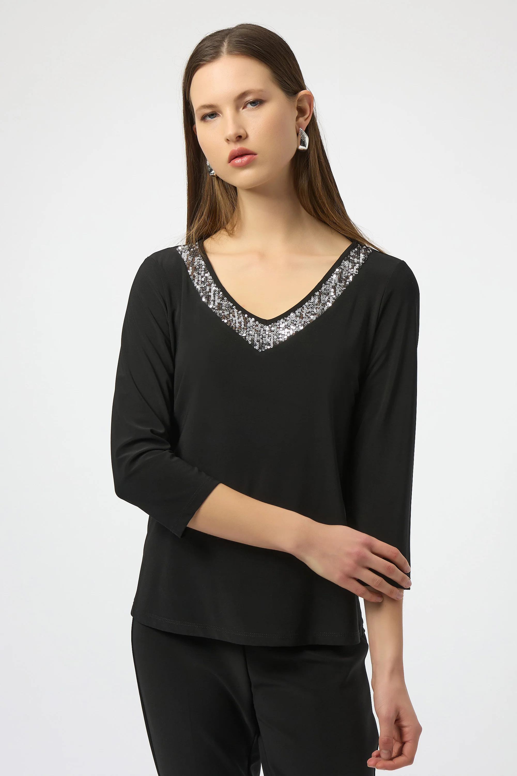 Joseph Ribkoff Straight Top With Sequins Detail Style 254025