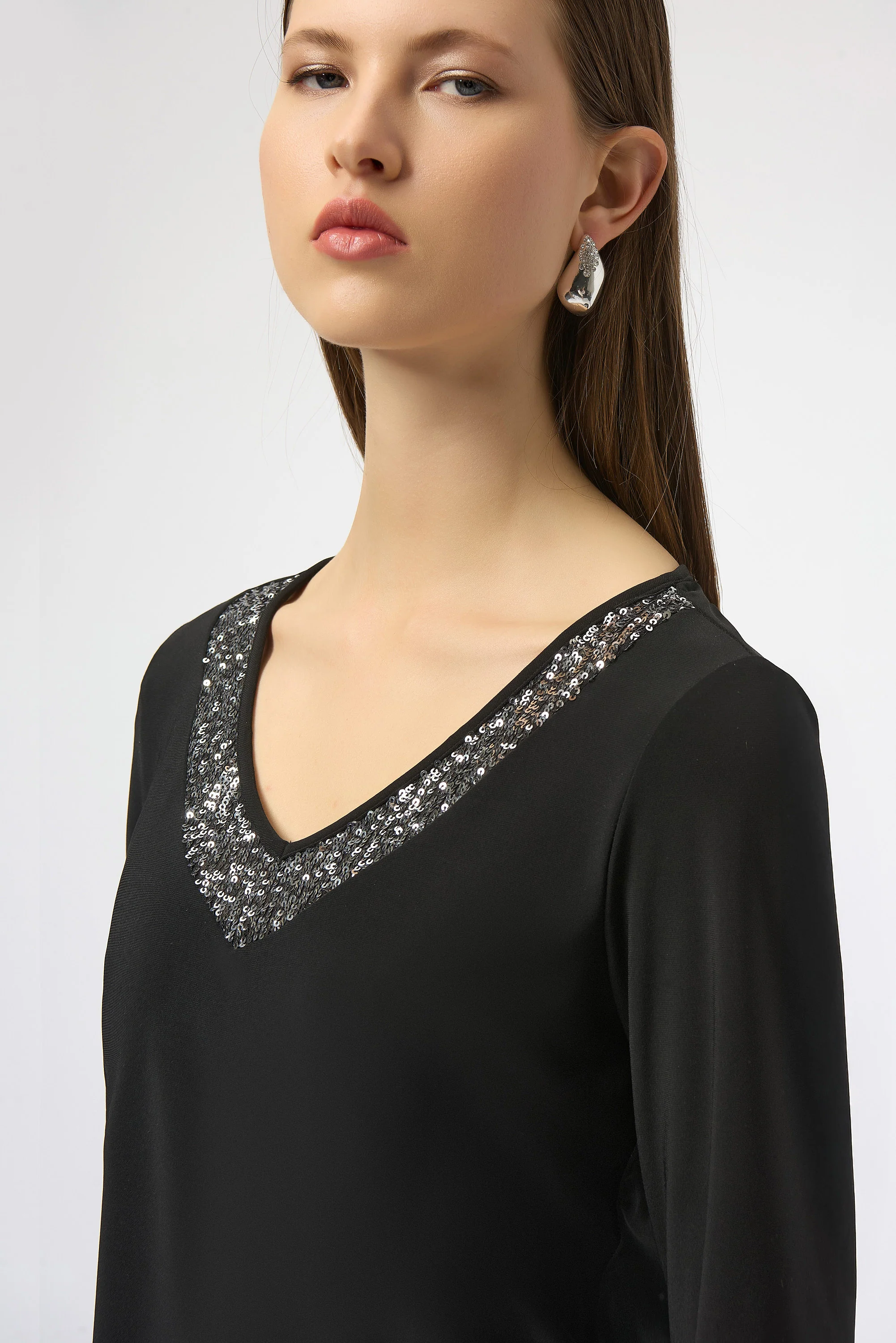 Joseph Ribkoff Straight Top With Sequins Detail Style 254025 - Image 3