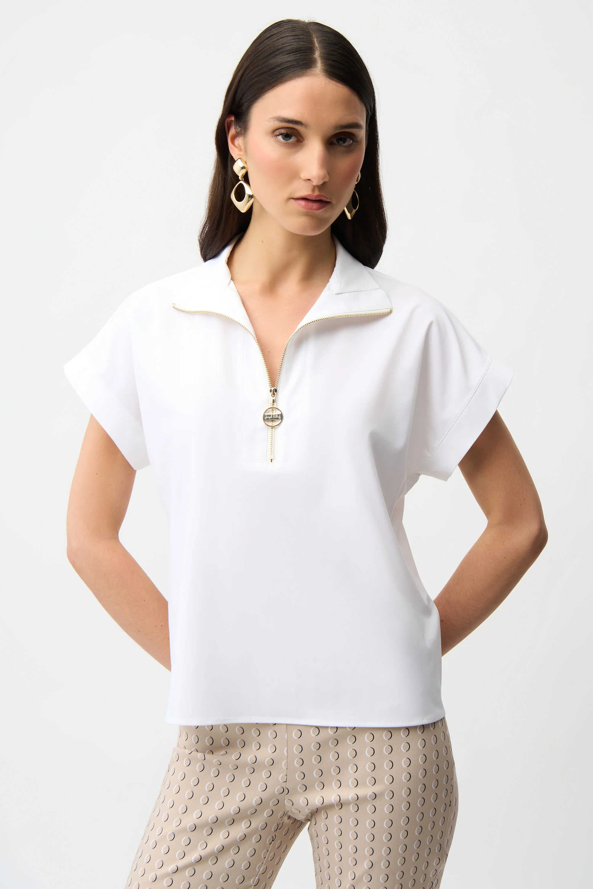 Joseph Ribkoff Straight Top With Zipped Neckline Style 261140