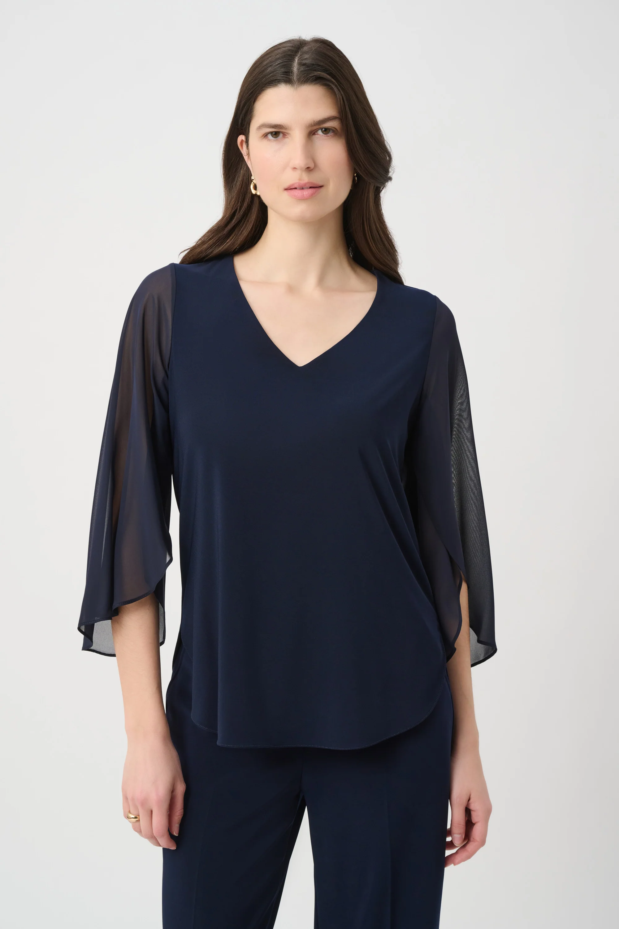 Joseph Ribkoff Straight Tunic With Chiffon Tulip Sleeves Style 261183