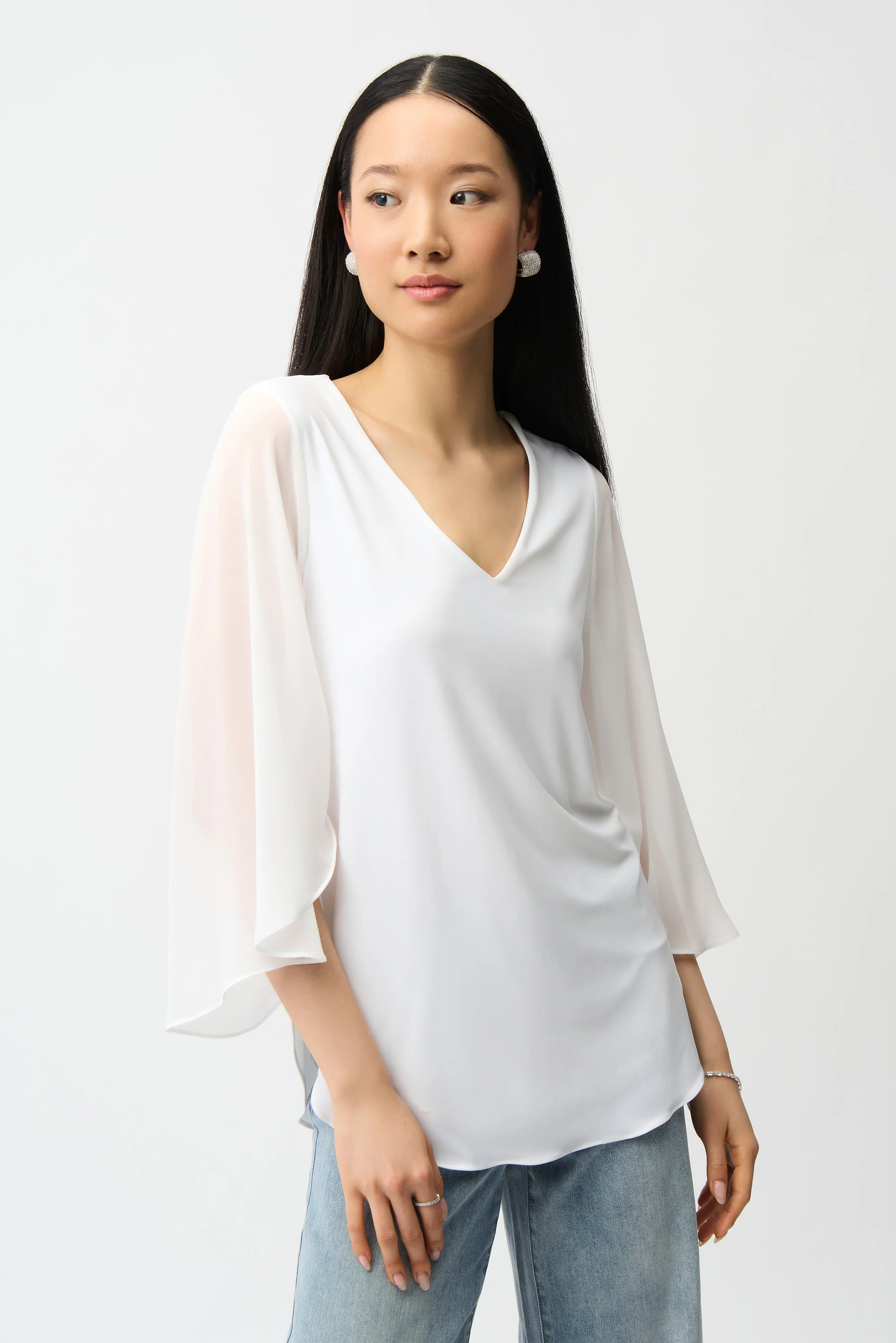 Joseph Ribkoff Straight Tunic With Chiffon Tulip Sleeves Style 261183 - Image 3