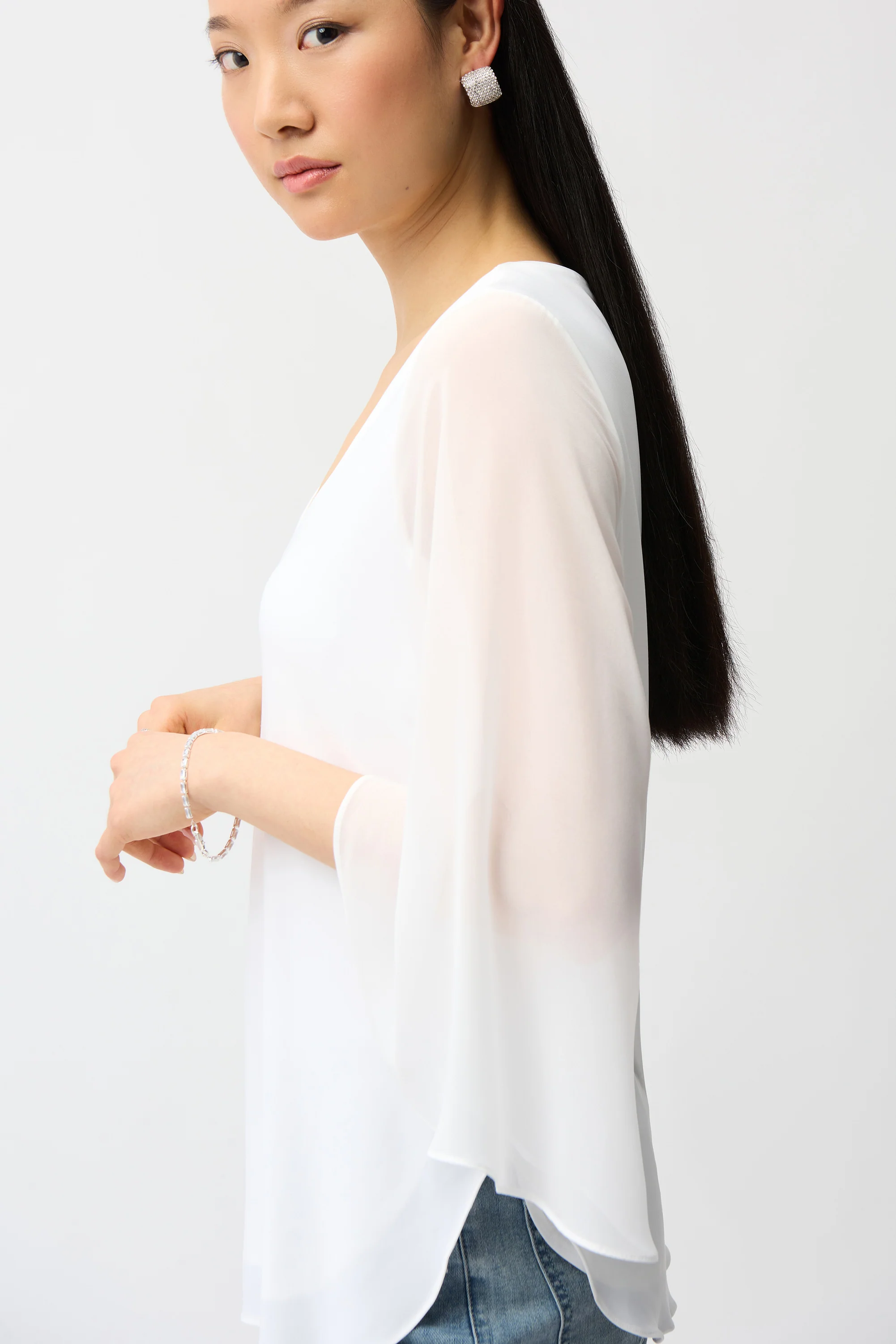 Joseph Ribkoff Straight Tunic With Chiffon Tulip Sleeves Style 261183 - Image 6