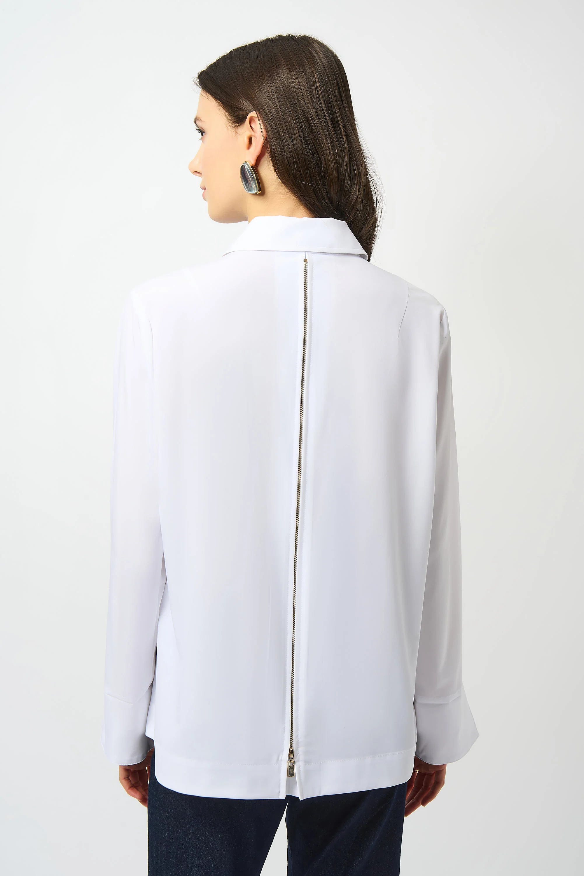 Joseph Ribkoff Stretch Poplin Button-Front Boxy Blouse Style 253923 - Image 6