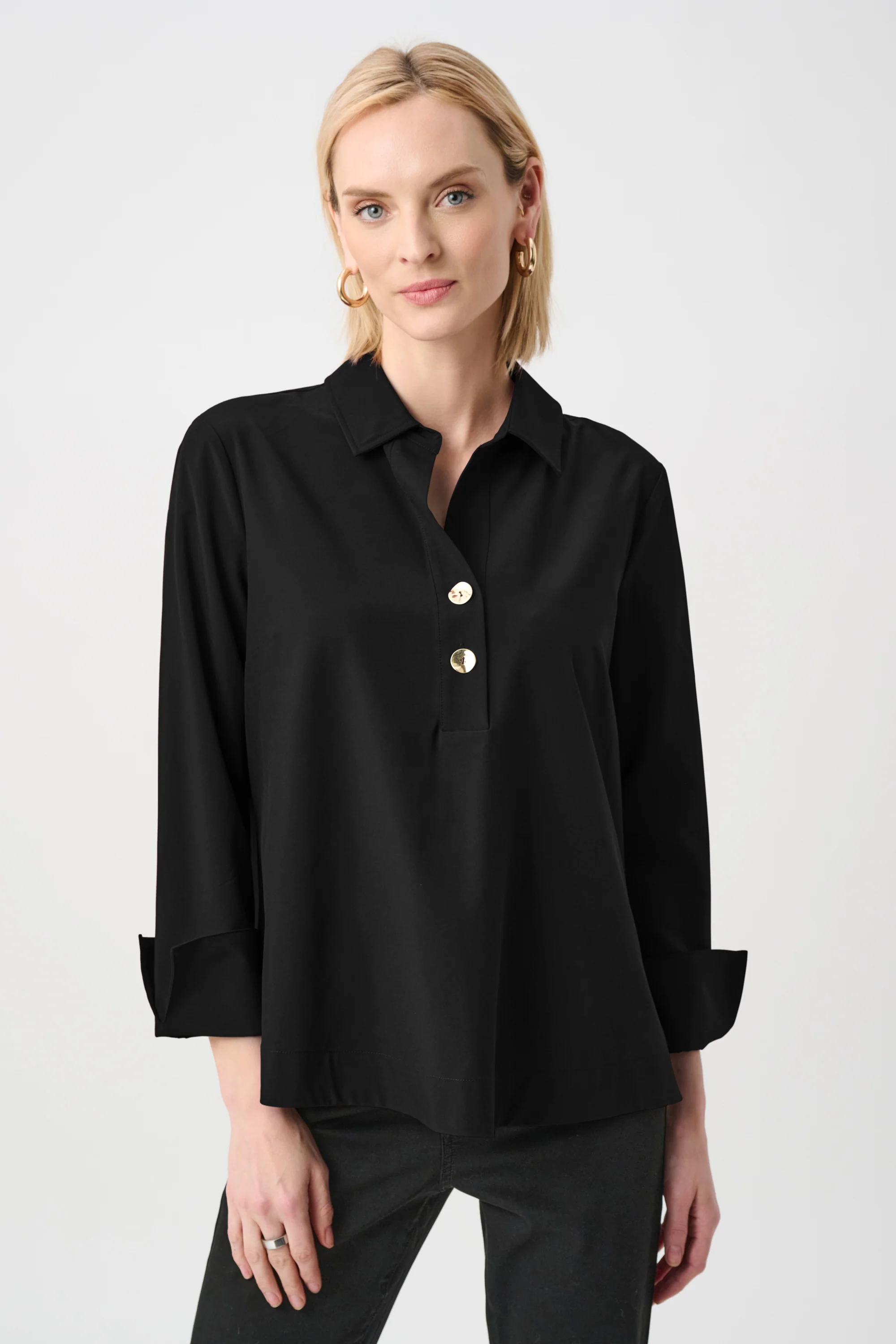 Joseph Ribkoff Stretch Poplin Shirt-Collar Boxy Top Style 263928 - Image 10