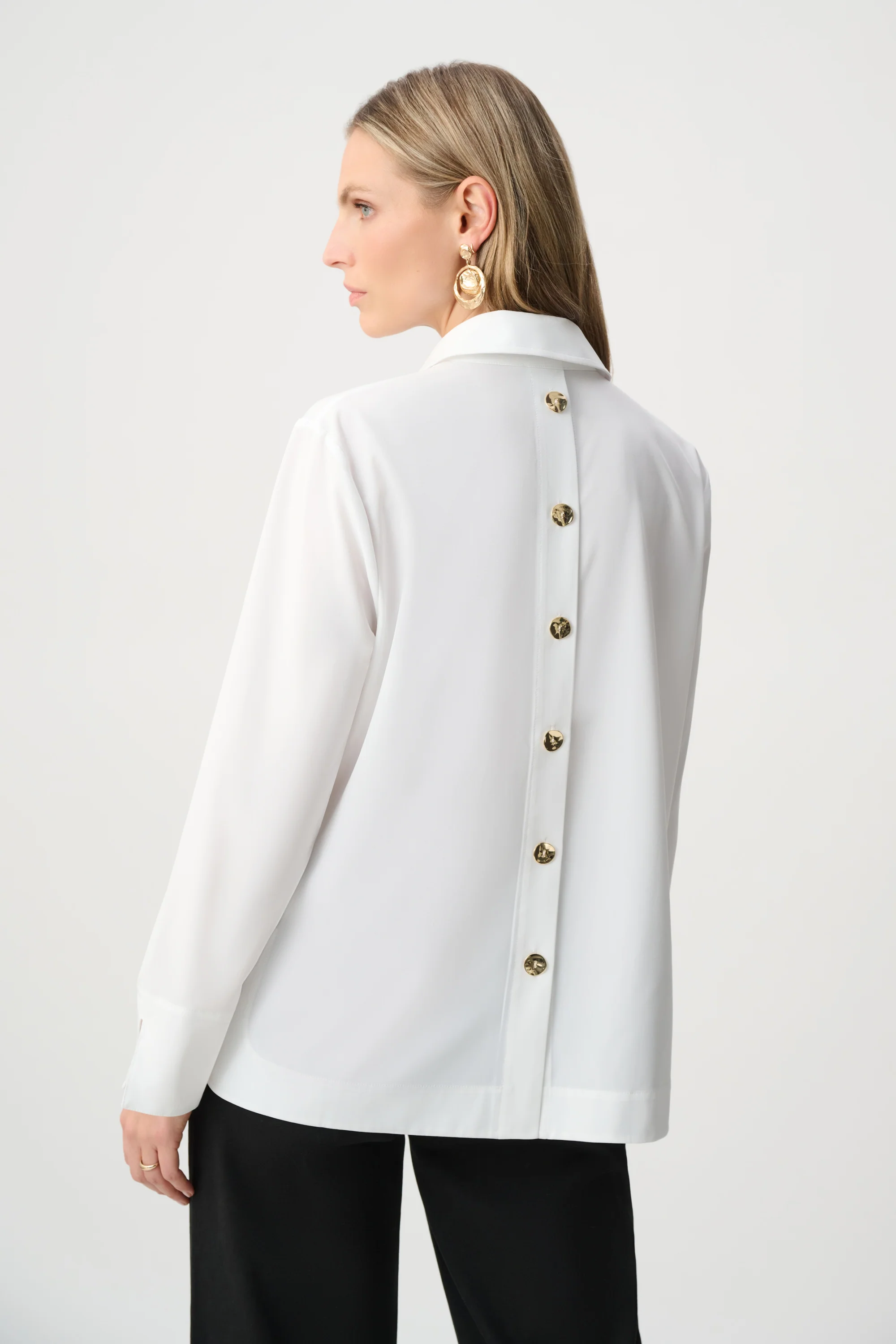 Joseph Ribkoff Stretch Poplin Shirt-Collar Boxy Top Style 263928 - Image 3