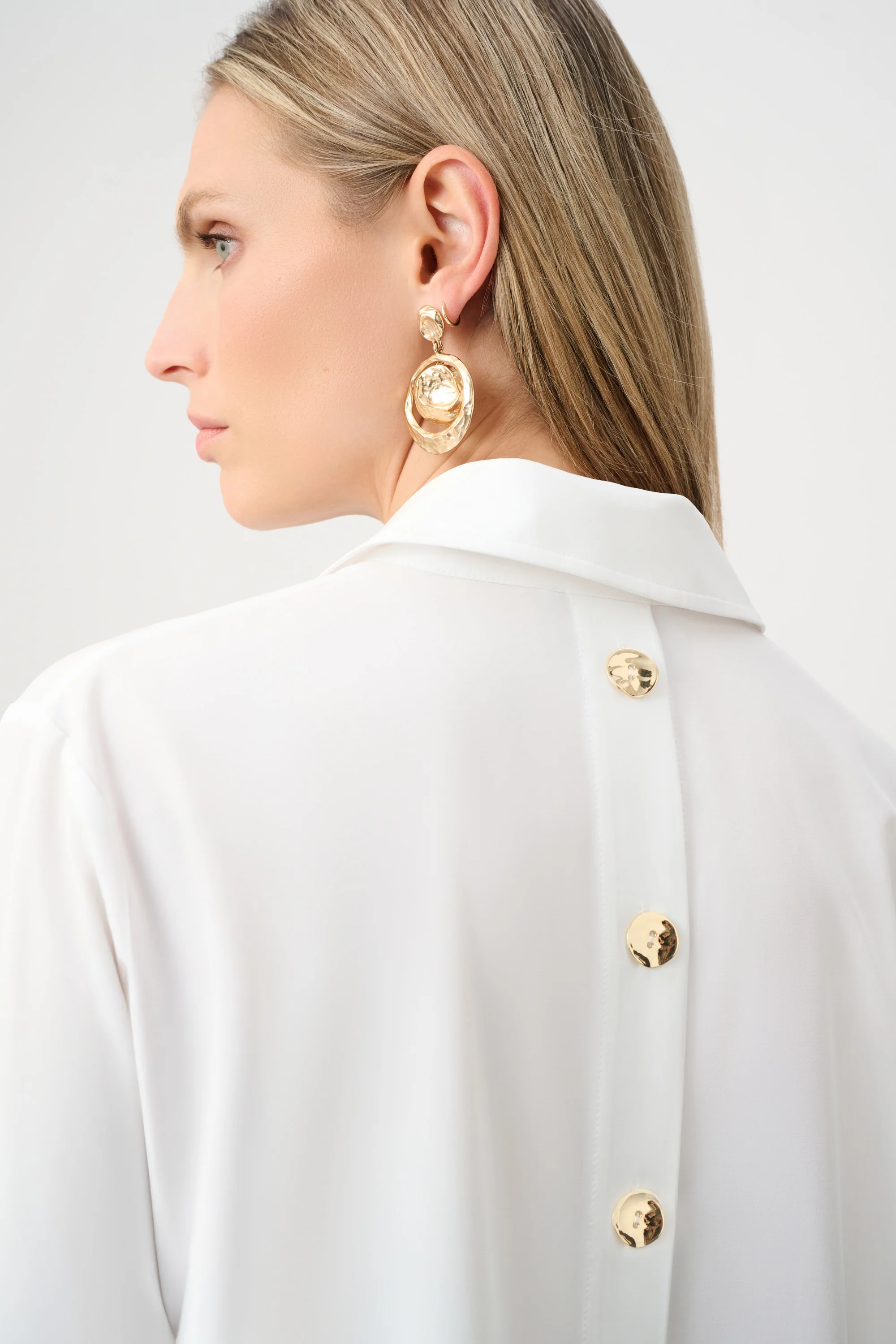 Joseph Ribkoff Stretch Poplin Shirt-Collar Boxy Top Style 263928 - Image 4