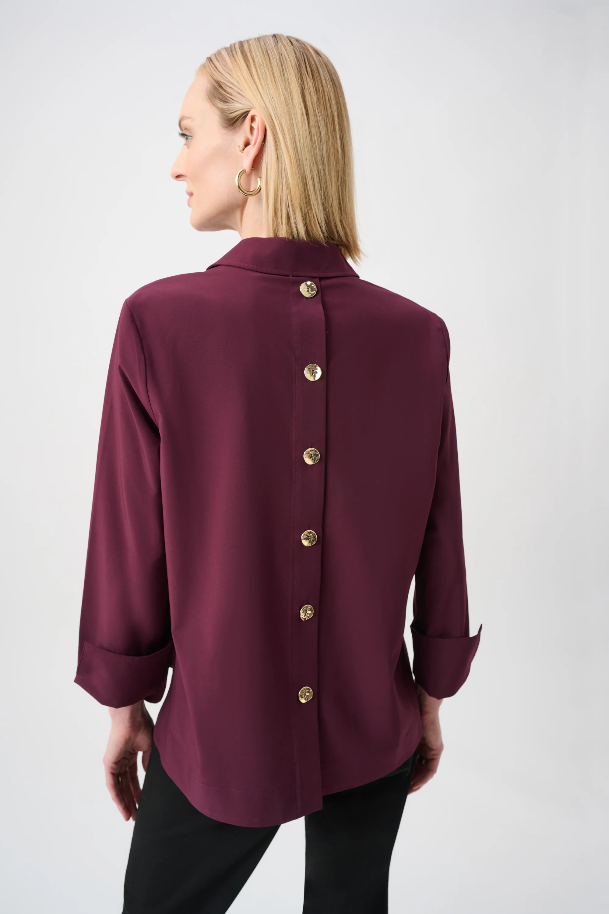 Joseph Ribkoff Stretch Poplin Shirt-Collar Boxy Top Style 263928 - Image 7