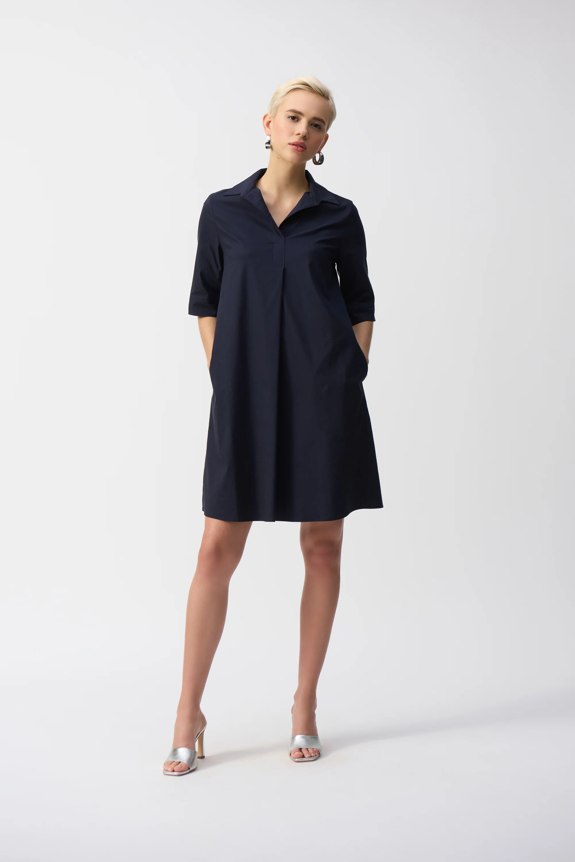 Joseph Ribkoff Stretch Poplin Trapeze Dress Style 251153 - Image 4
