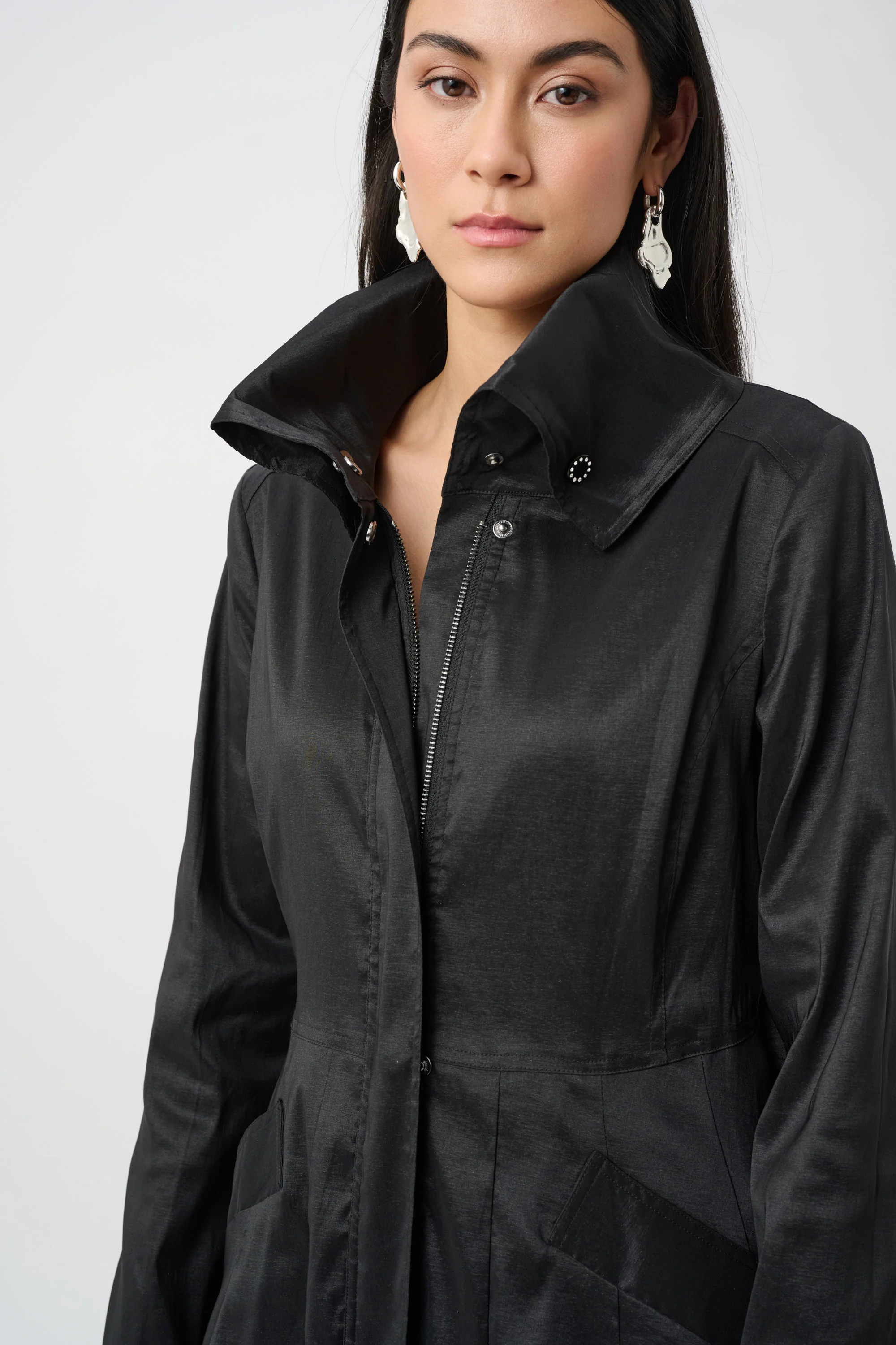 Joseph Ribkoff Stretch Taffeta Belted Fit & Flare Balloon Coat Style 263911 - Image 5