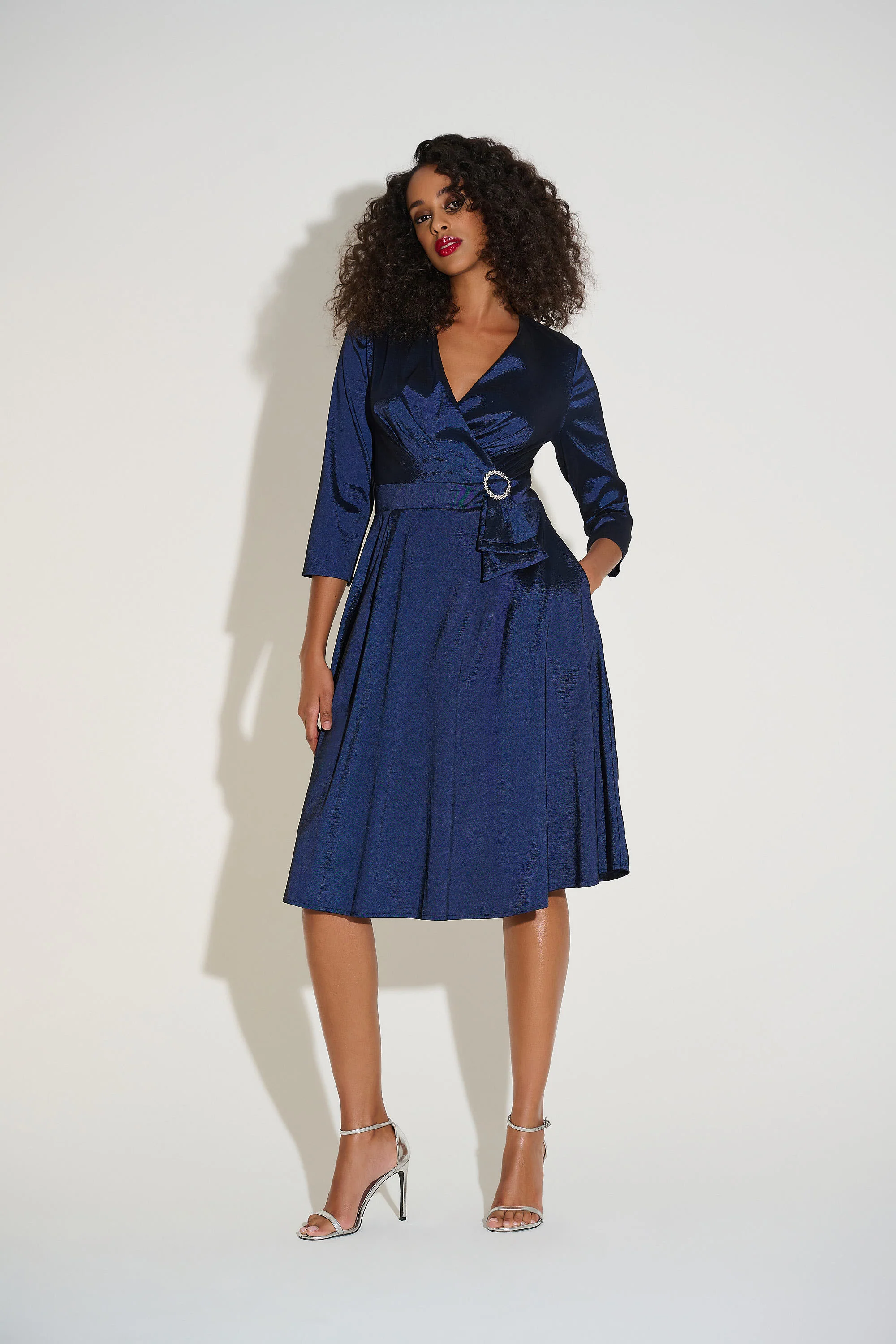 Joseph Ribkoff Stretch Taffeta Fit & Flare Dress Style 253777 - Image 3