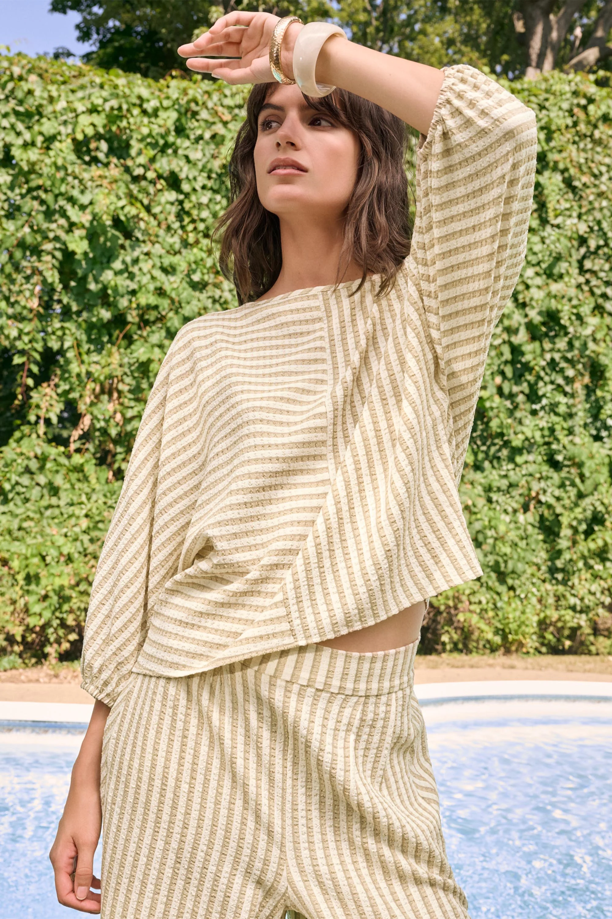 Joseph Ribkoff Stripe Boxy Top With Boat Neck Style 262097