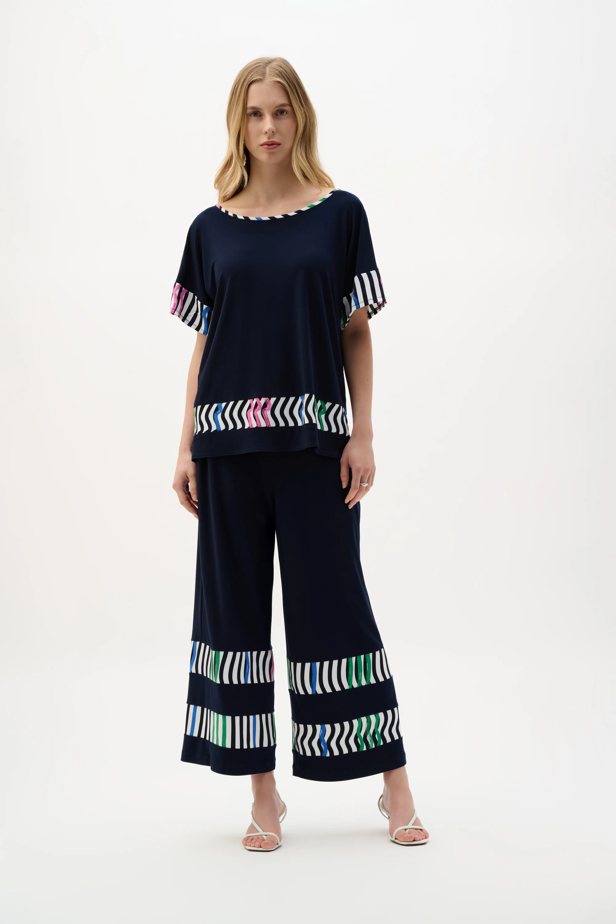 Joseph Ribkoff Stripe Print Boxy Top Style 262121 - Image 2