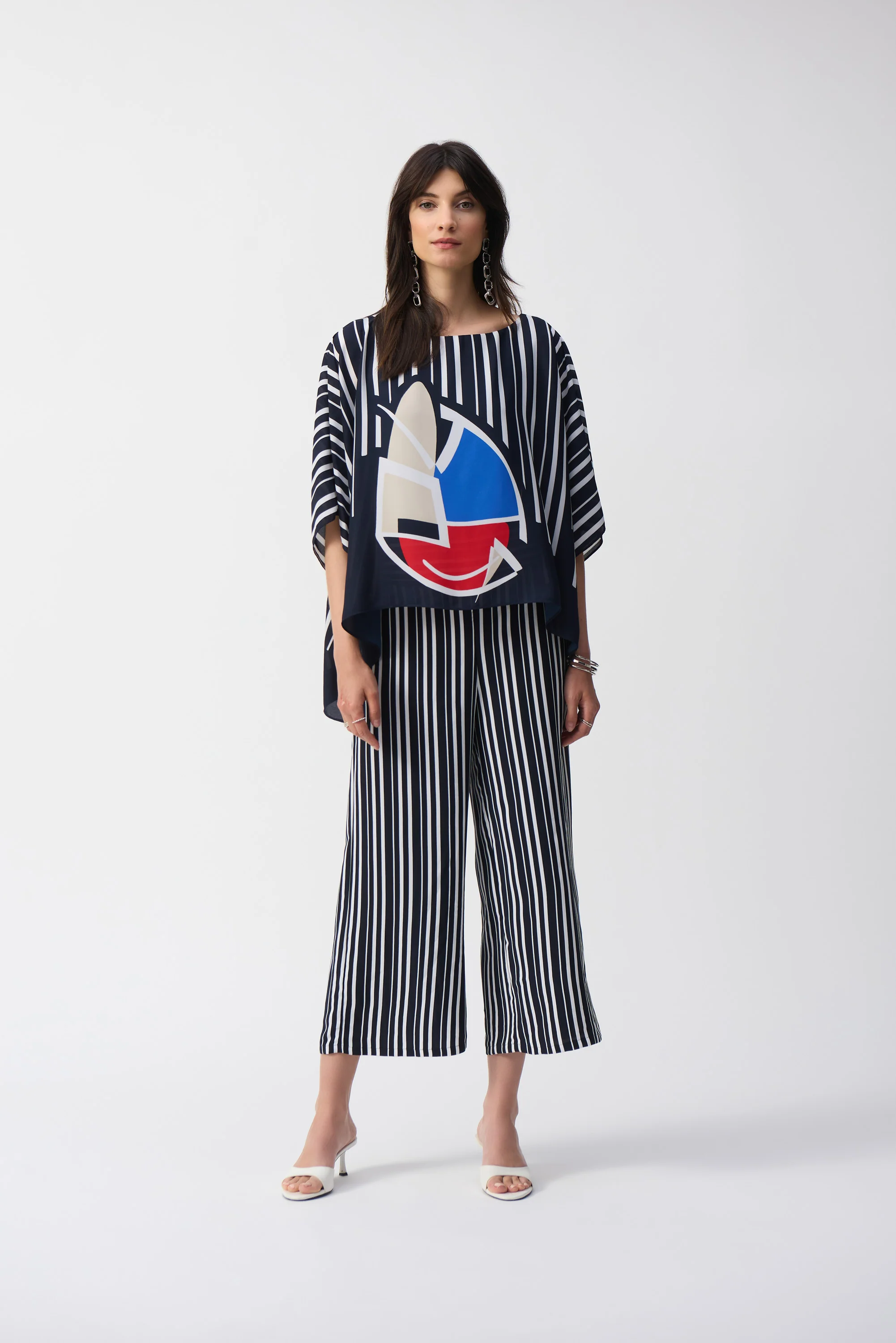 Joseph Ribkoff Stripe Print Culotte Pants Style 251162 - Image 4