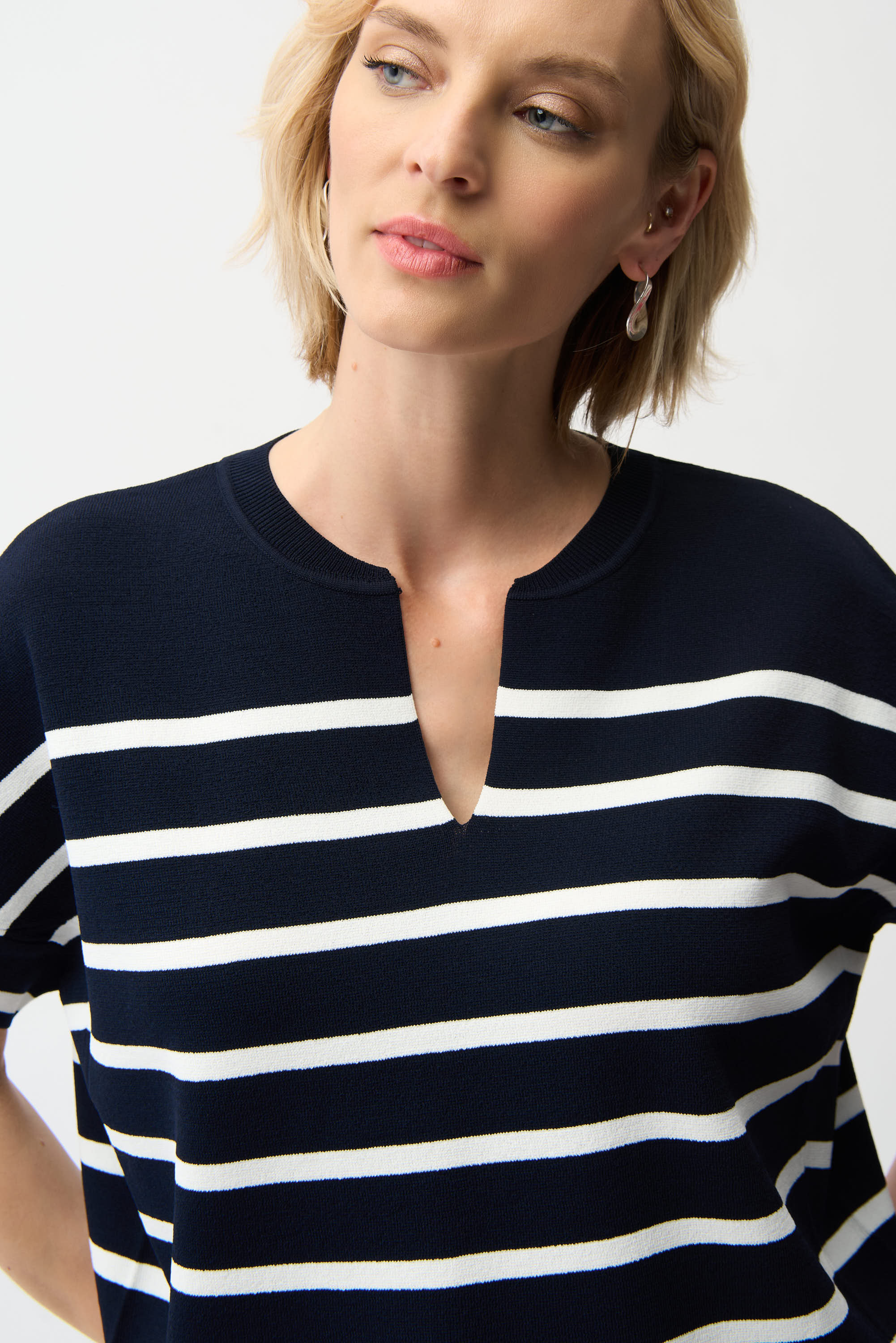 Joseph Ribkoff Stripe Print Short Sleeve Sweater Style 261921 - Image 4