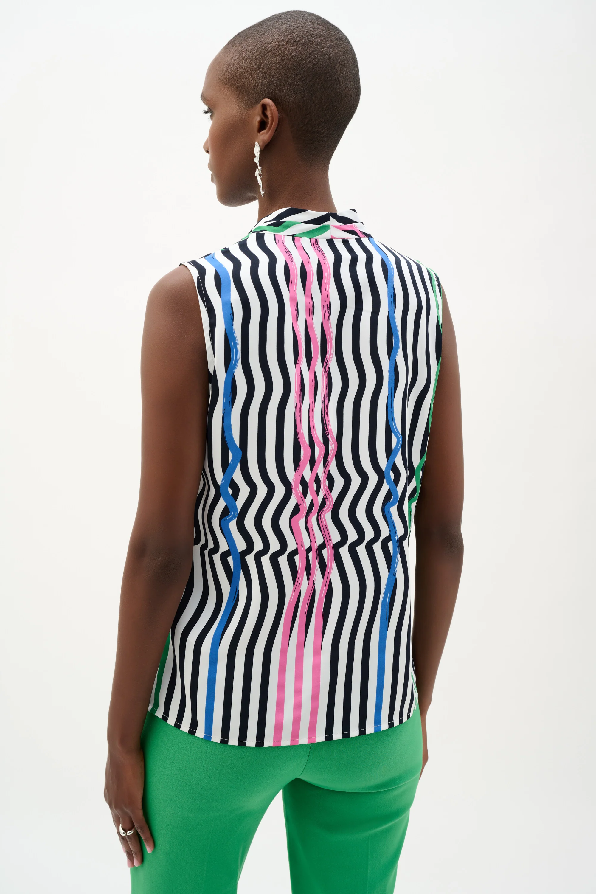 Joseph Ribkoff Stripe Print Sleeveless Boxy Blouse Style 262241 - Image 4