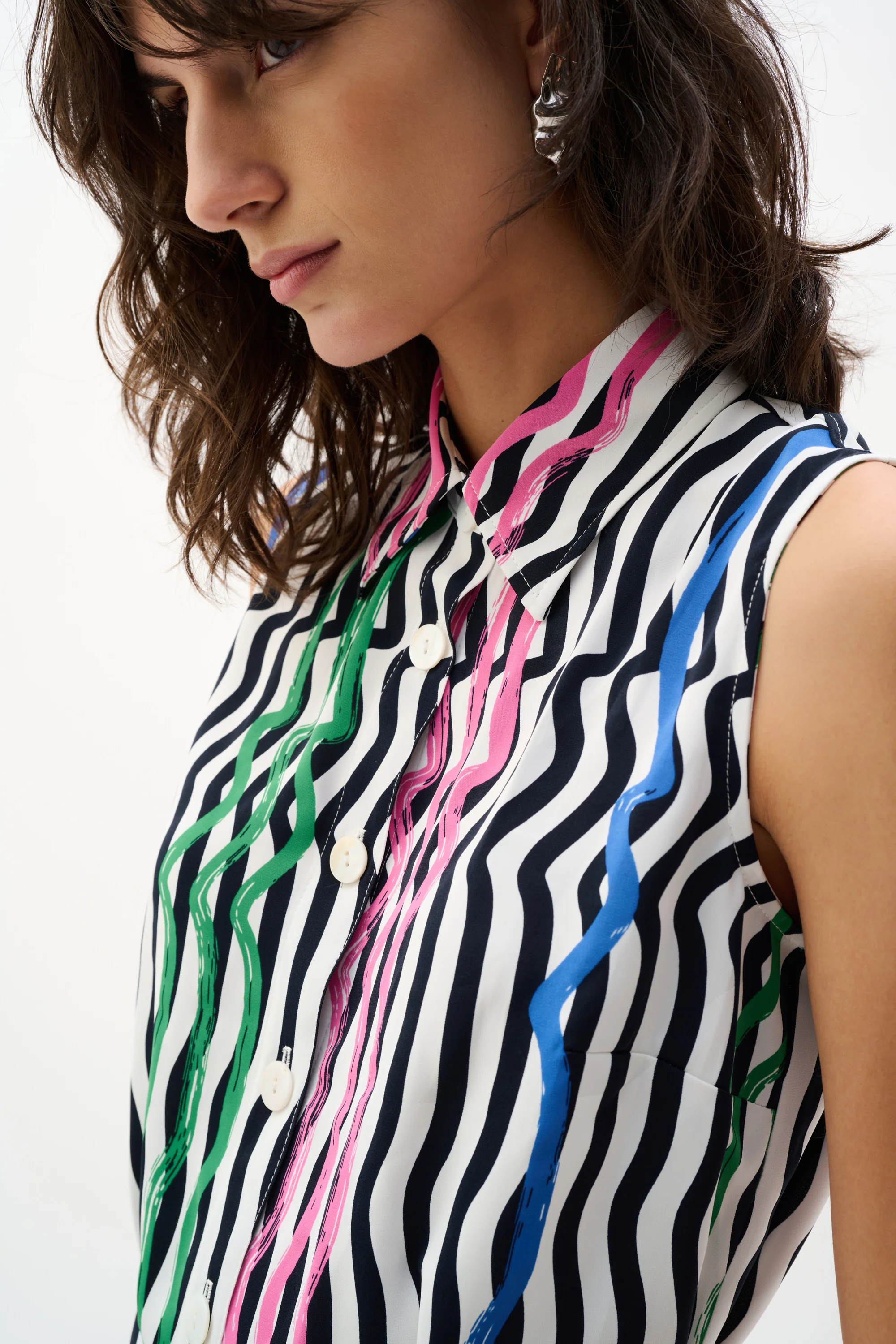 Joseph Ribkoff Stripe Print Straight Dress With Waist Sash Style 262111 - Image 5