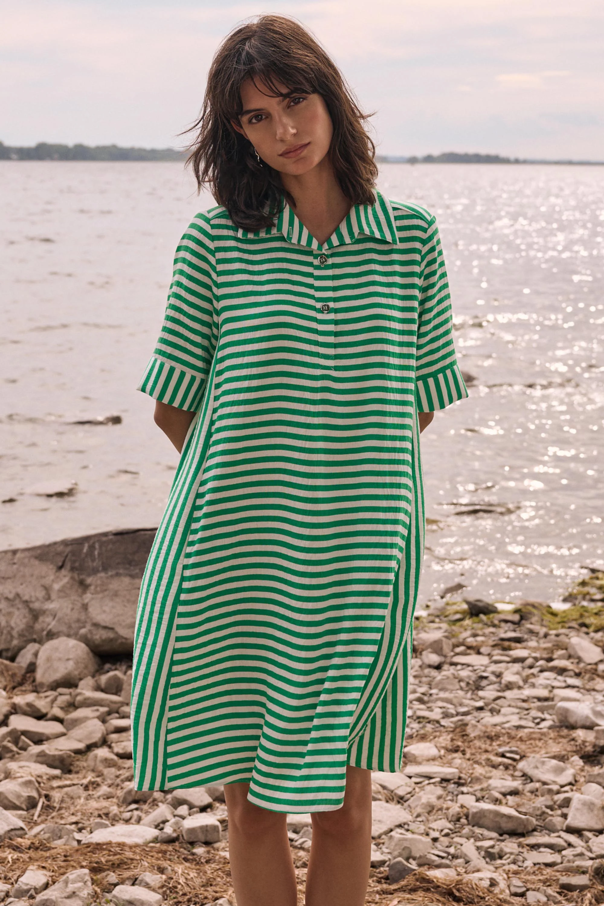 Joseph Ribkoff Stripe Print Trapeze Dress Style 262175 - Image 3