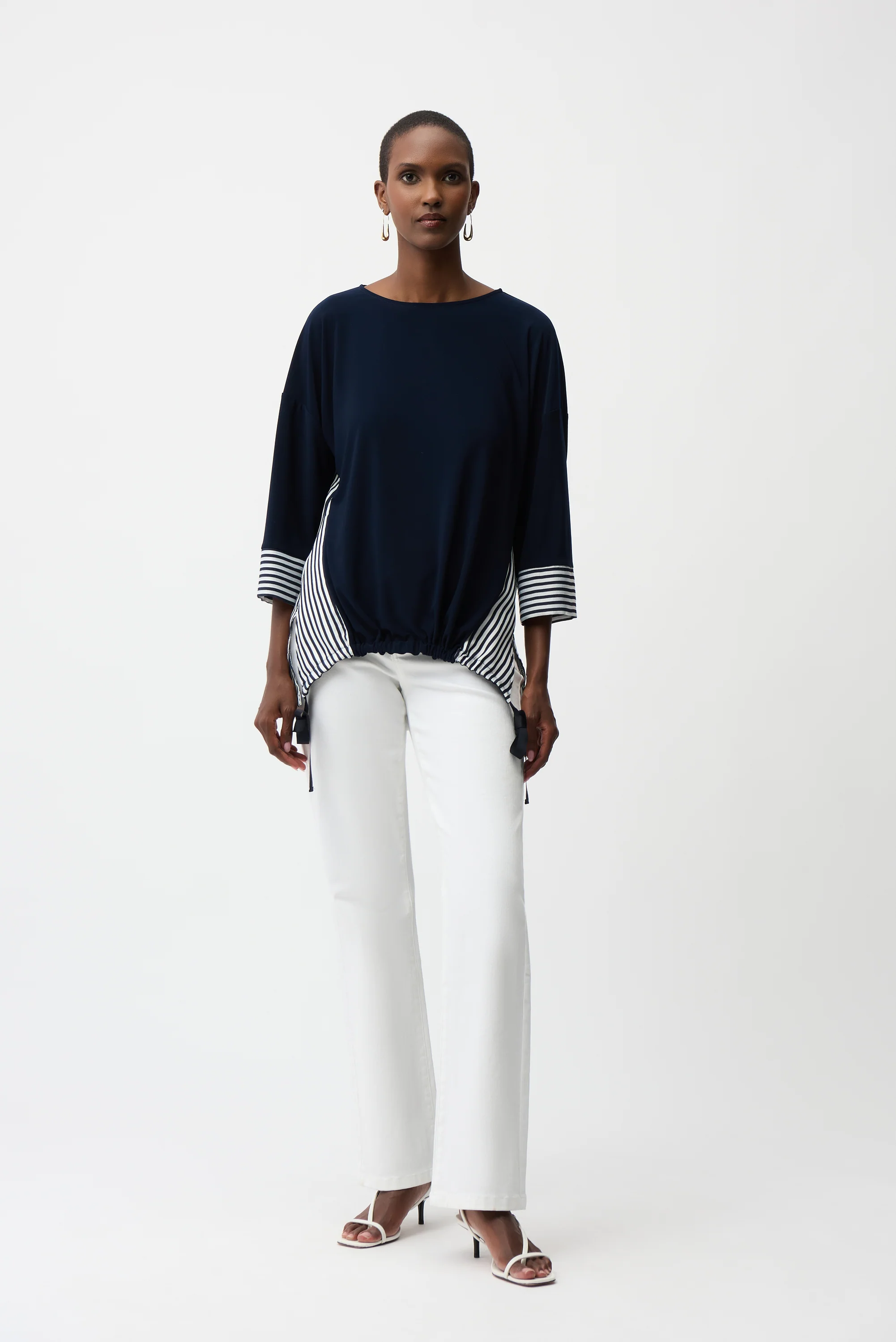 Joseph Ribkoff Stripe Top With High Low Hem Style 261193 - Image 2