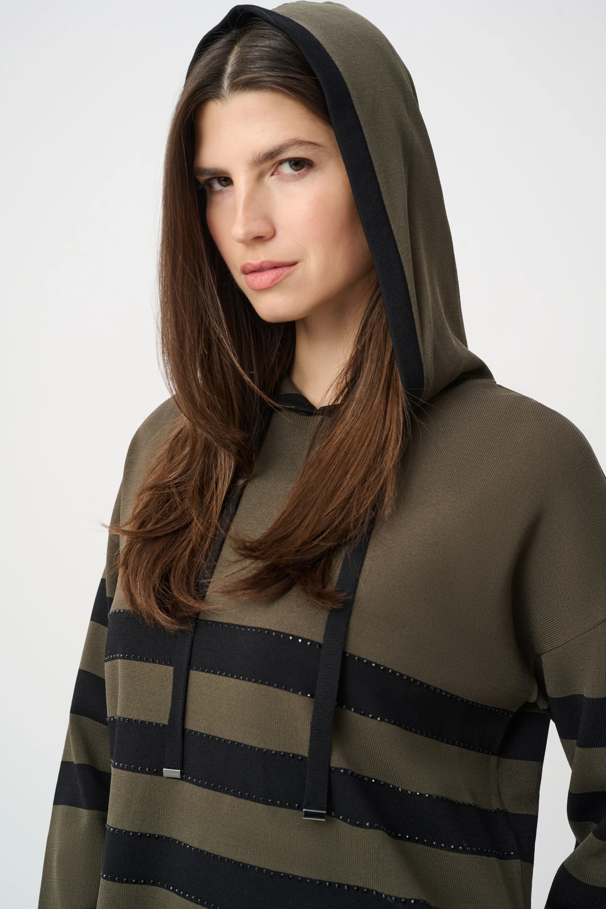 Joseph Ribkoff Striped Hooded Sweater Style 263626 - Image 10