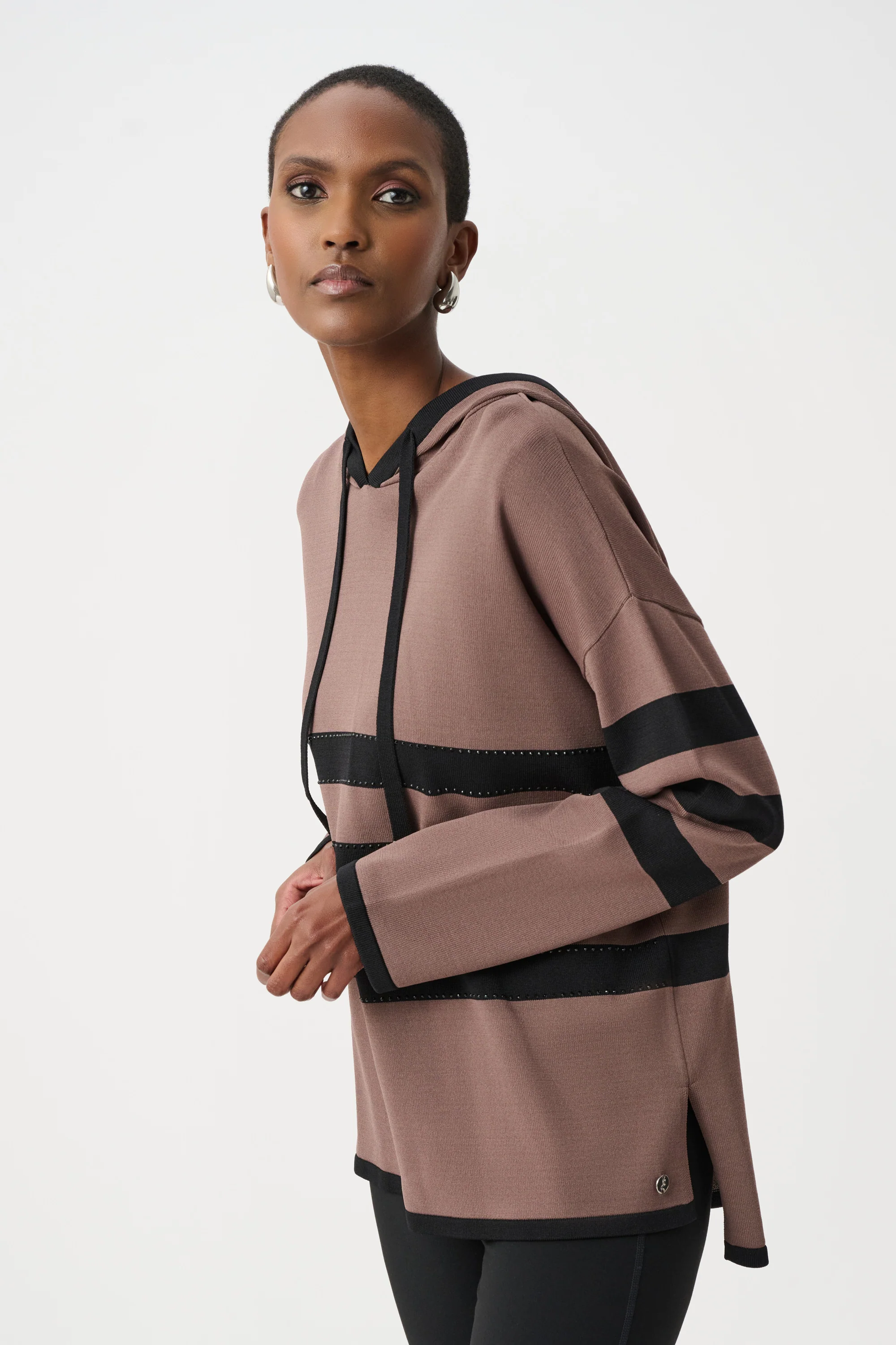 Joseph Ribkoff Striped Hooded Sweater Style 263626 - Image 3