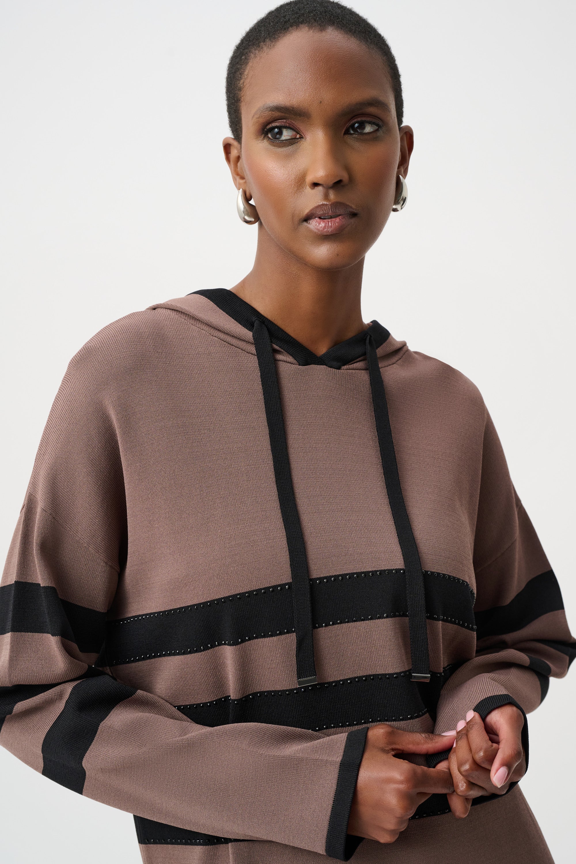 Joseph Ribkoff Striped Hooded Sweater Style 263626 - Image 4