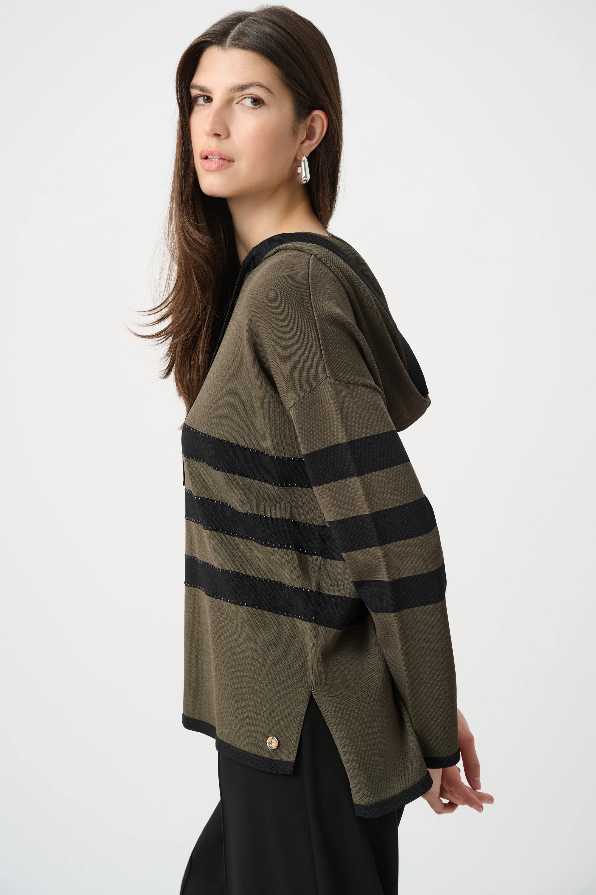 Joseph Ribkoff Striped Hooded Sweater Style 263626 - Image 9