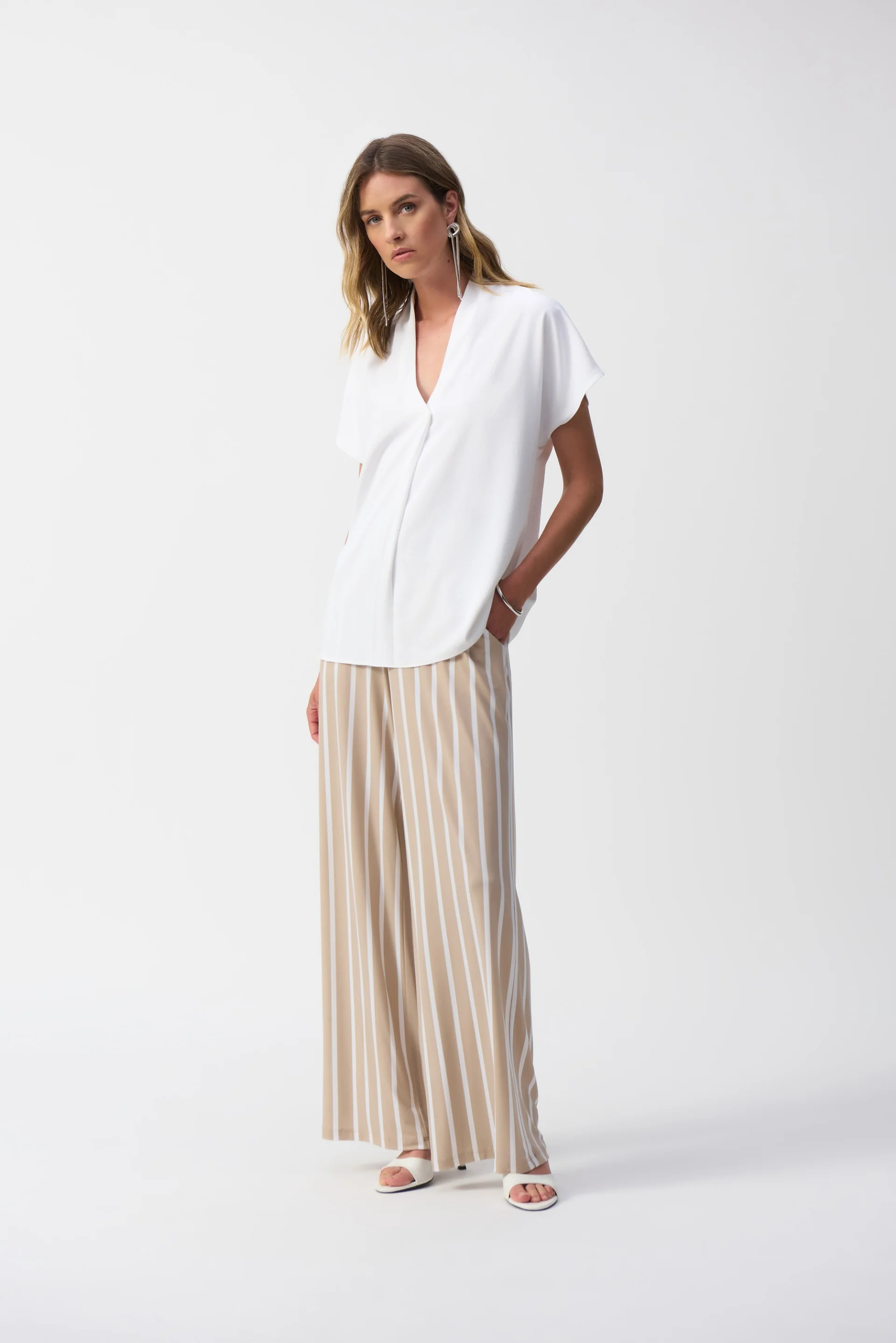Joseph Ribkoff Striped Silky Knit Wide-Leg Pants Style 241135 - Image 2