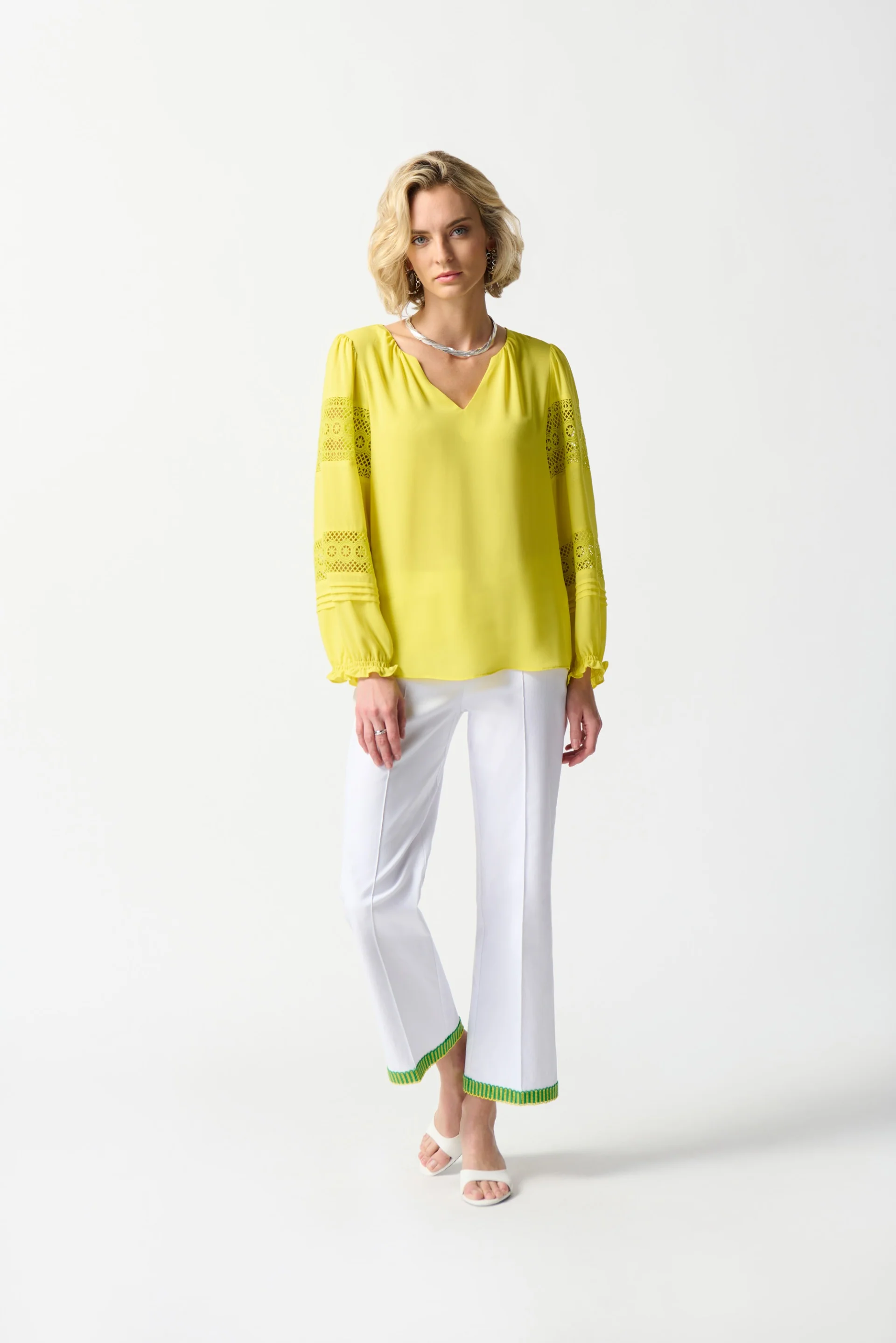 Joseph Ribkoff Sunlight Georgette Puff Sleeve Top Style 242124 - Image 4