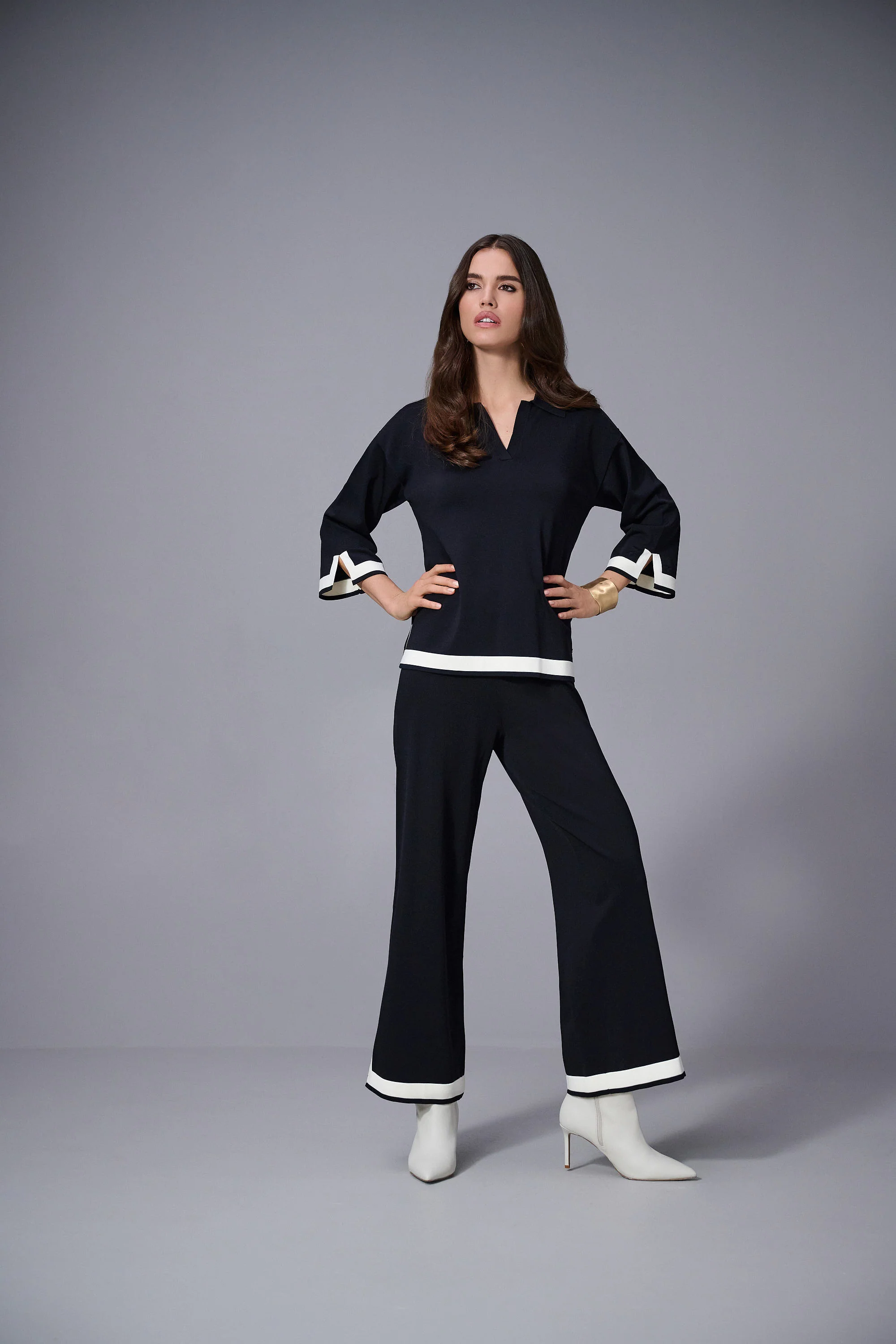 Joseph Ribkoff Sweater Knit Colour Block Culotte Pants Style 253910 - Image 10