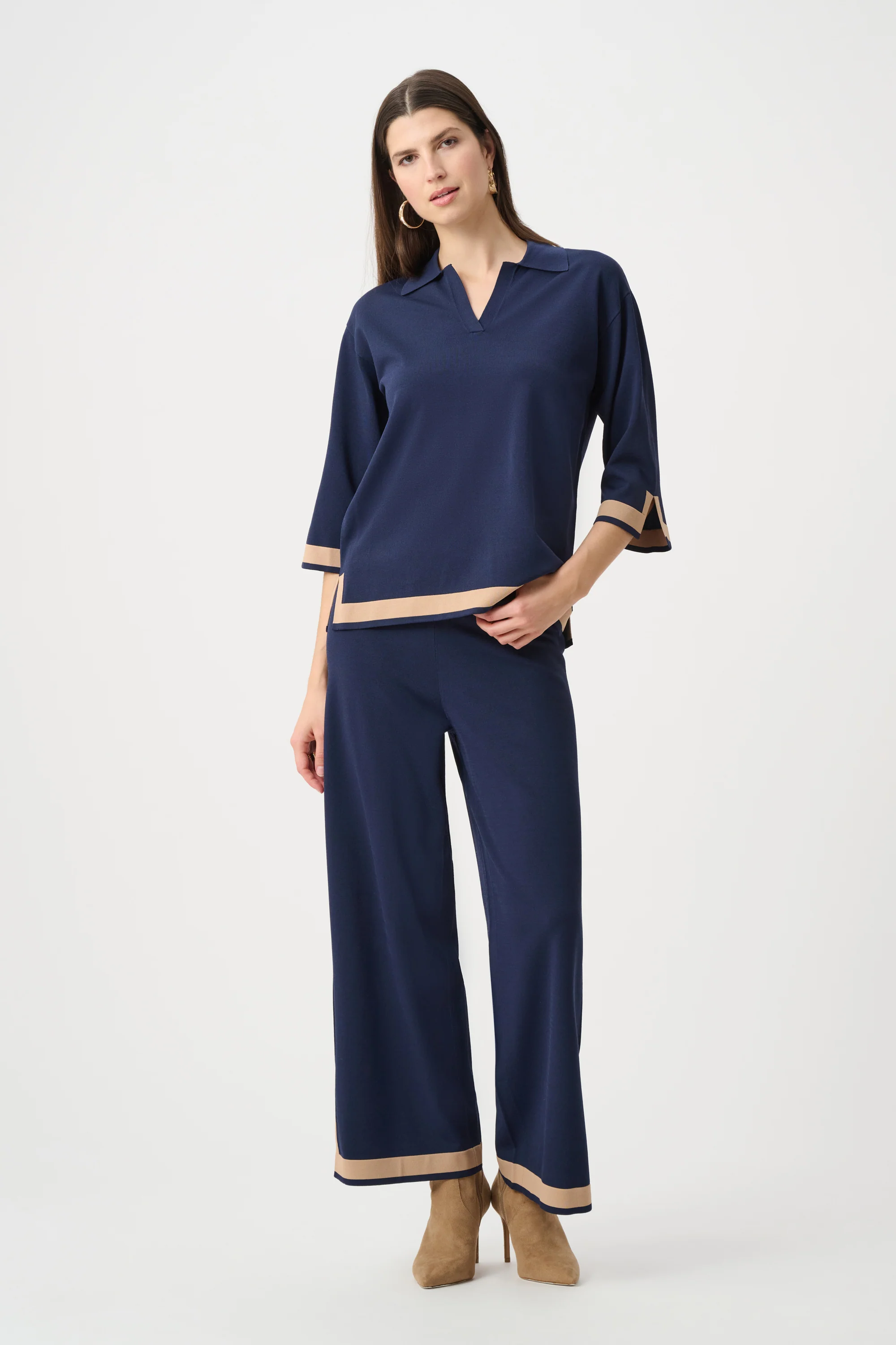 Joseph Ribkoff Sweater Knit Colour Block Culotte Pants Style 253910 - Image 2