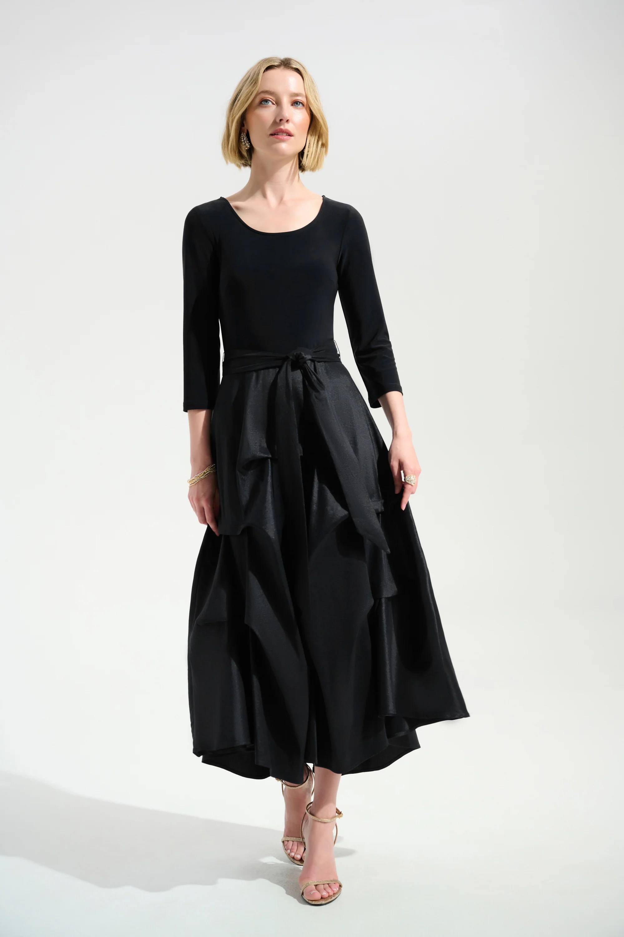 Joseph Ribkoff Taffeta Fit & Flare Dress With Silky Knit Bodice Style 261720 - Image 4
