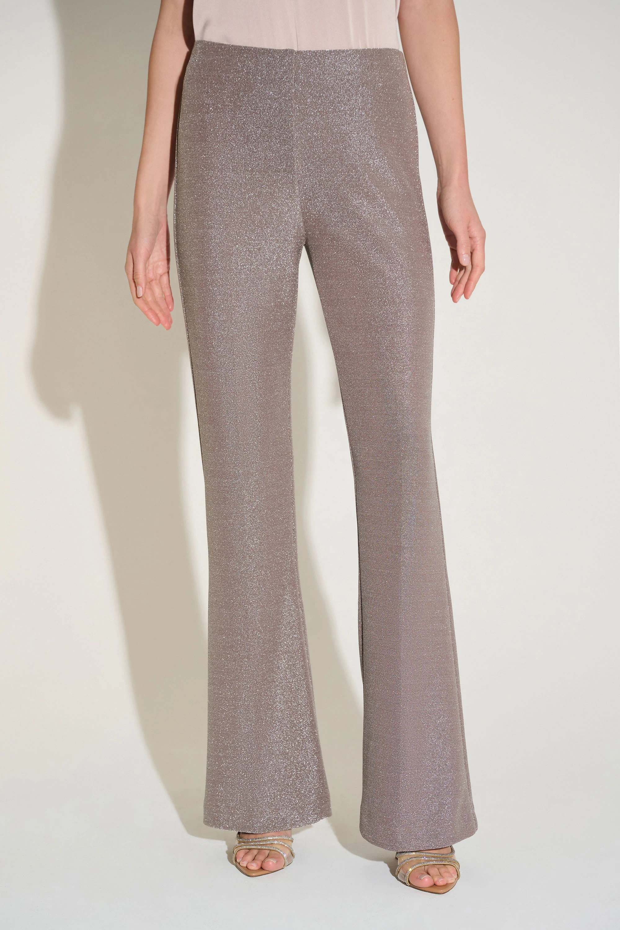Joseph Ribkoff Taupe Novelty Knit Flared Pull-On Pants Style 253722