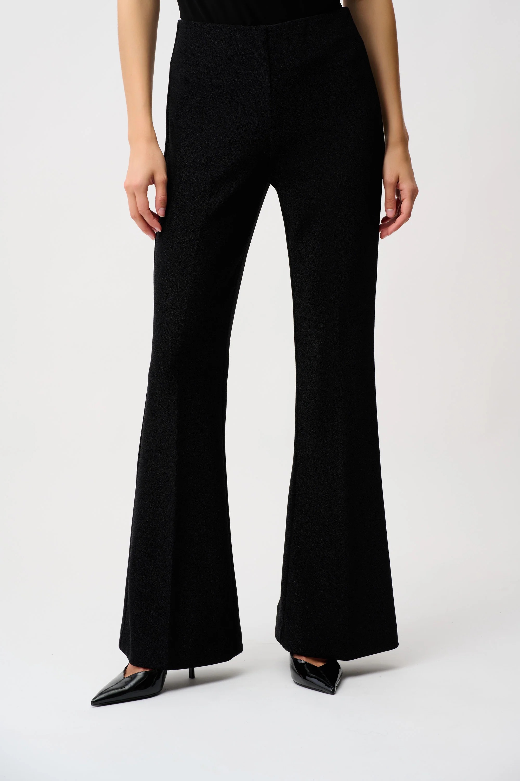 Joseph Ribkoff Taupe Novelty Knit Flared Pull-On Pants Style 253722 - Image 5