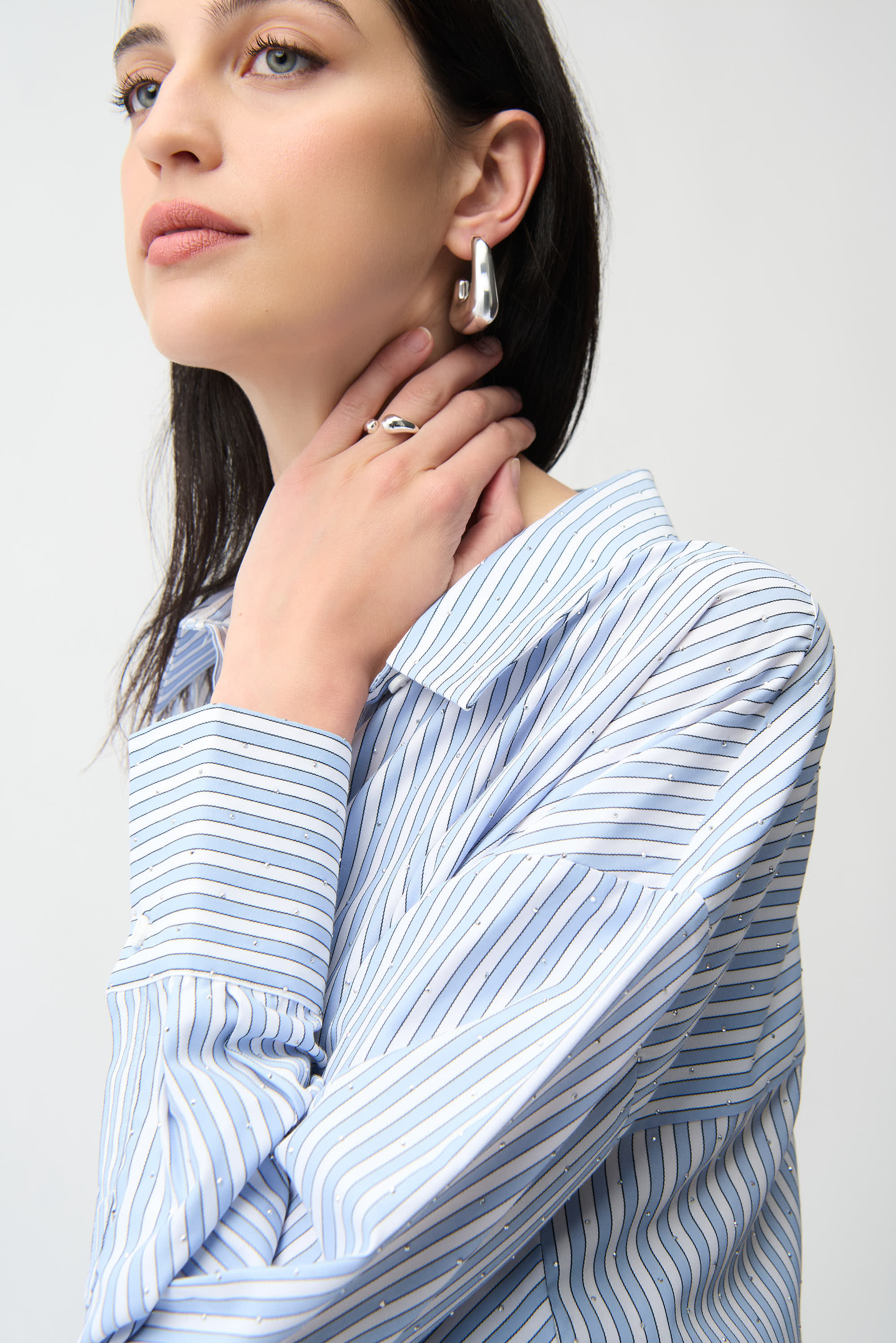 Joseph Ribkoff Tencel Stripe Print Boxy Blouse Style 261931 - Image 5