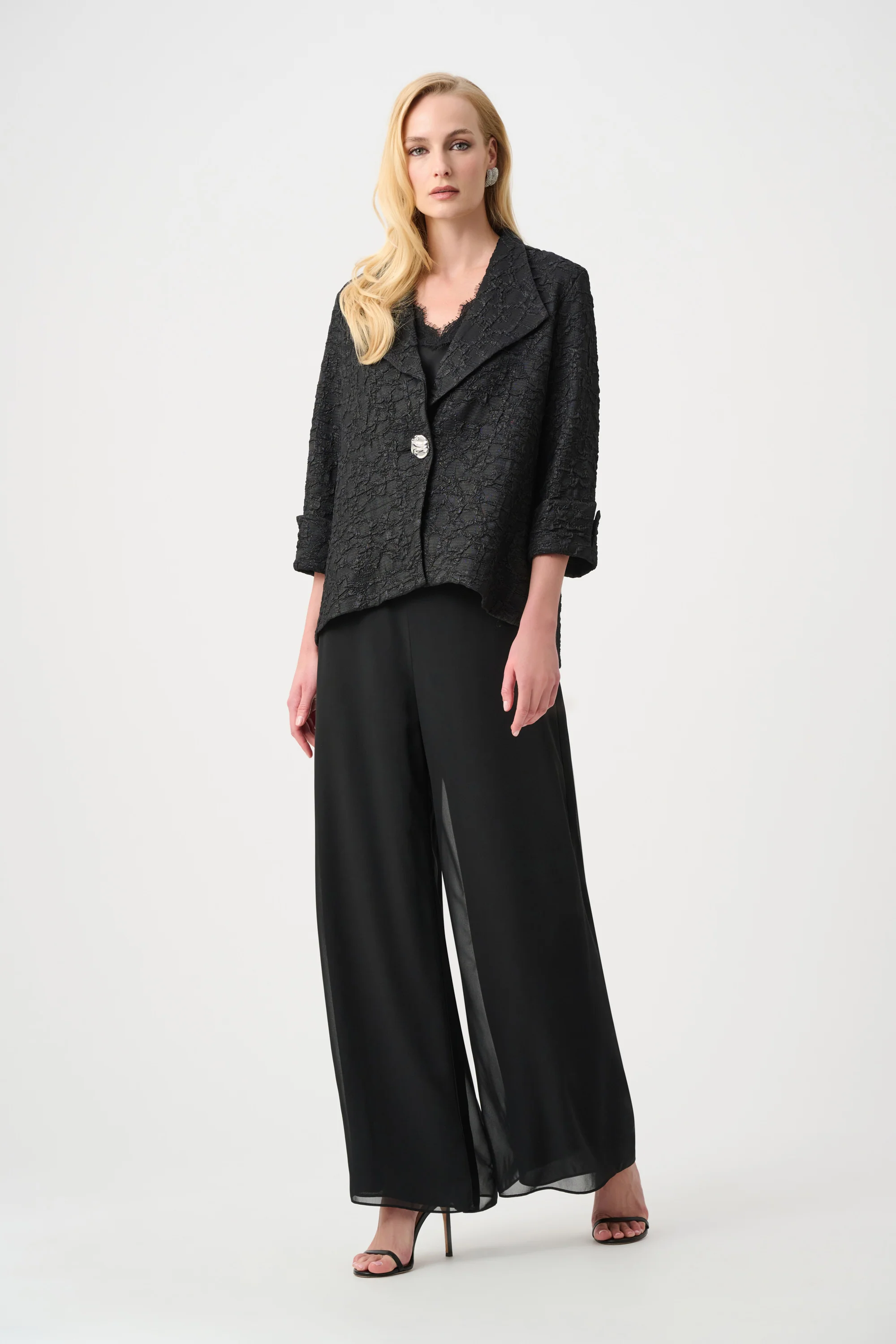 Joseph Ribkoff Textured Lapel-Collar Trapeze Jacket Style 263761 - Image 2