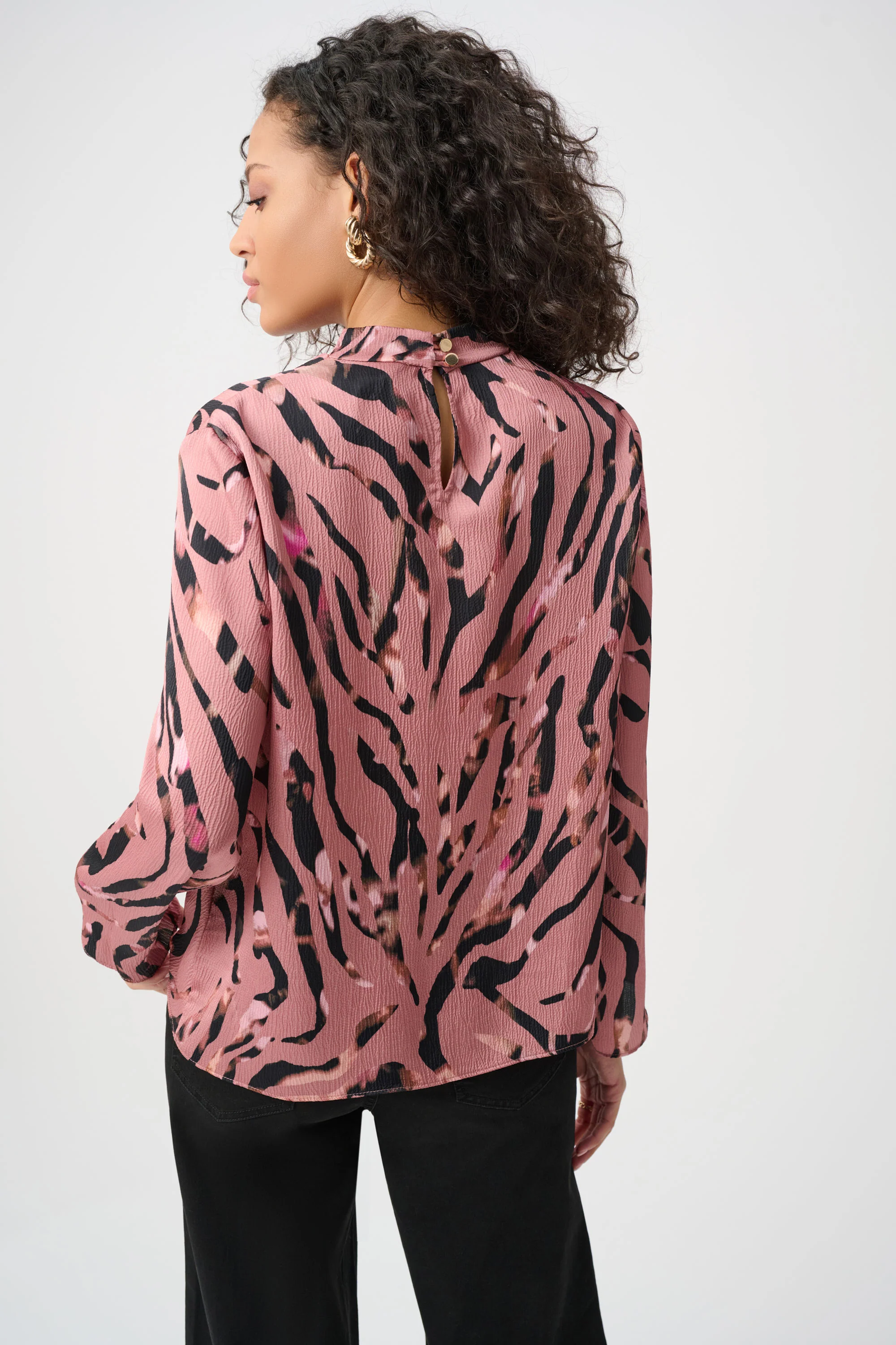 Joseph Ribkoff Textured Satin Animal-Print Cowl Top Style 263003 - Image 5